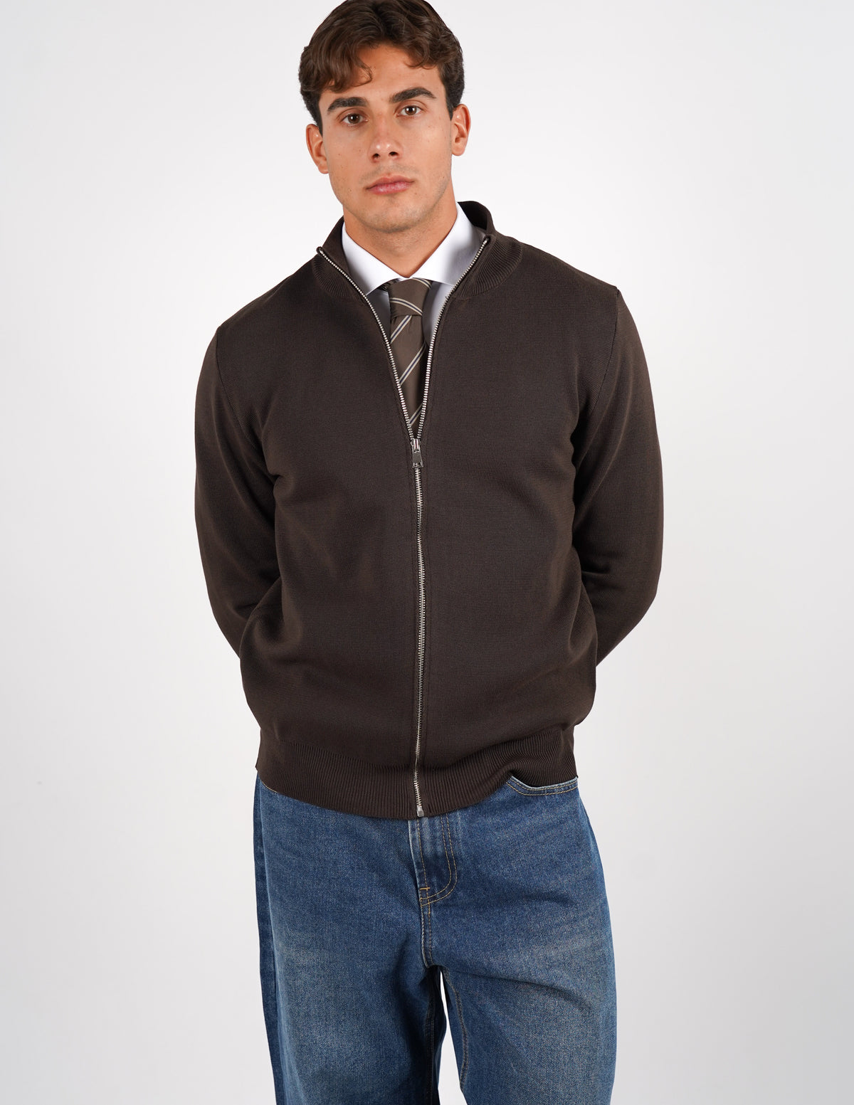 PULLOVER MANICA LUNGA CON ZIP