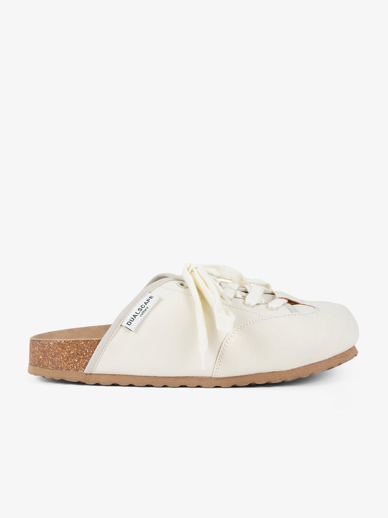 DUALSCAPE sabot unisex con lacci pelle panna