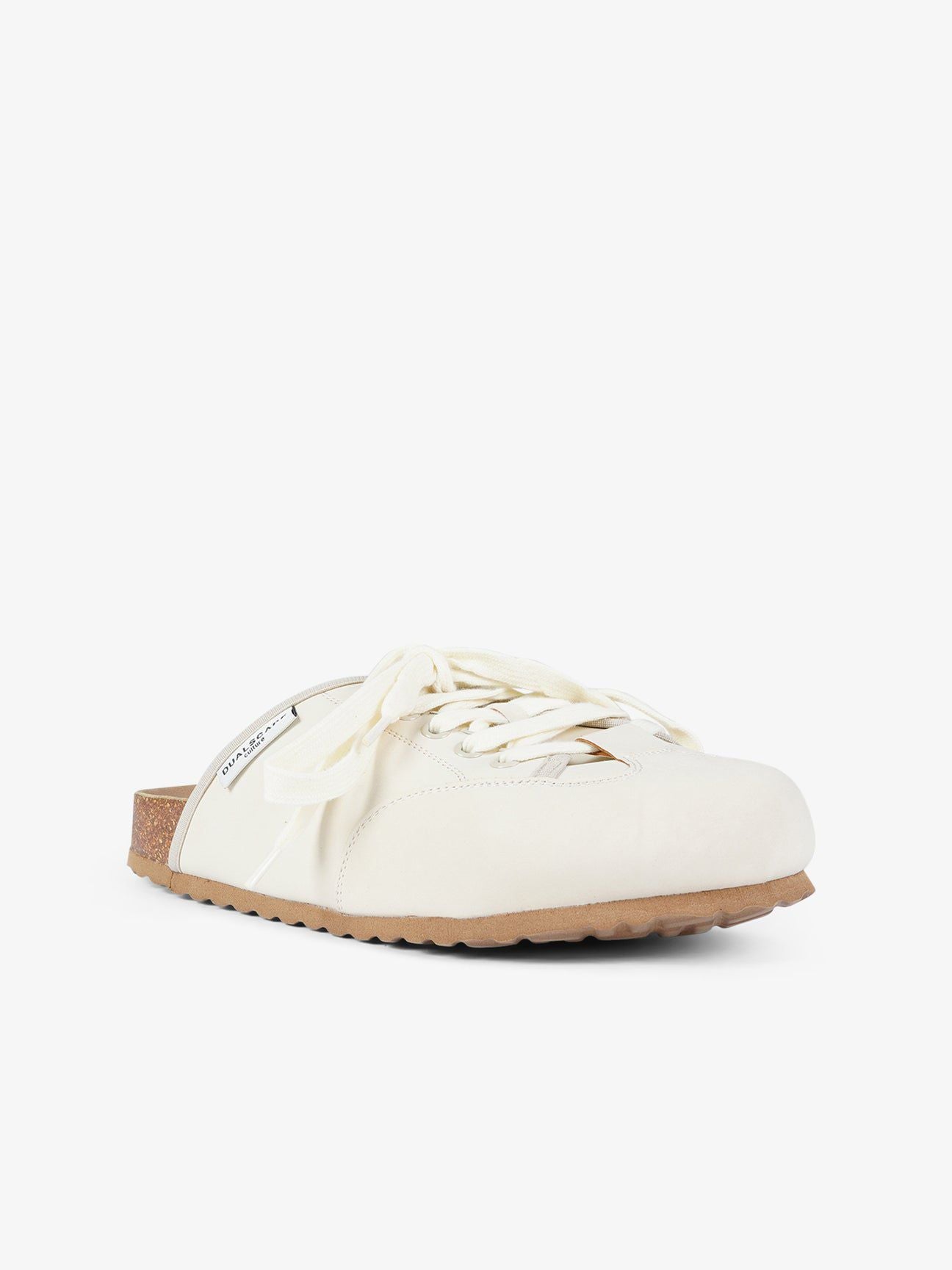 DUALSCAPE sabot unisex con lacci pelle panna