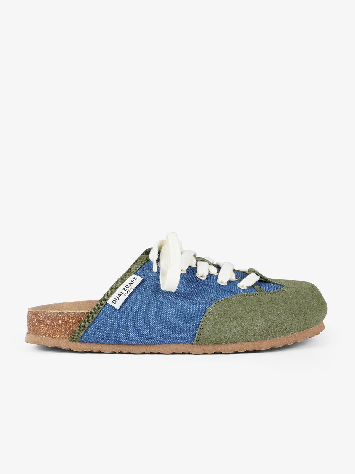 DUALSCAPE sabot unisex con lacci pelle denim