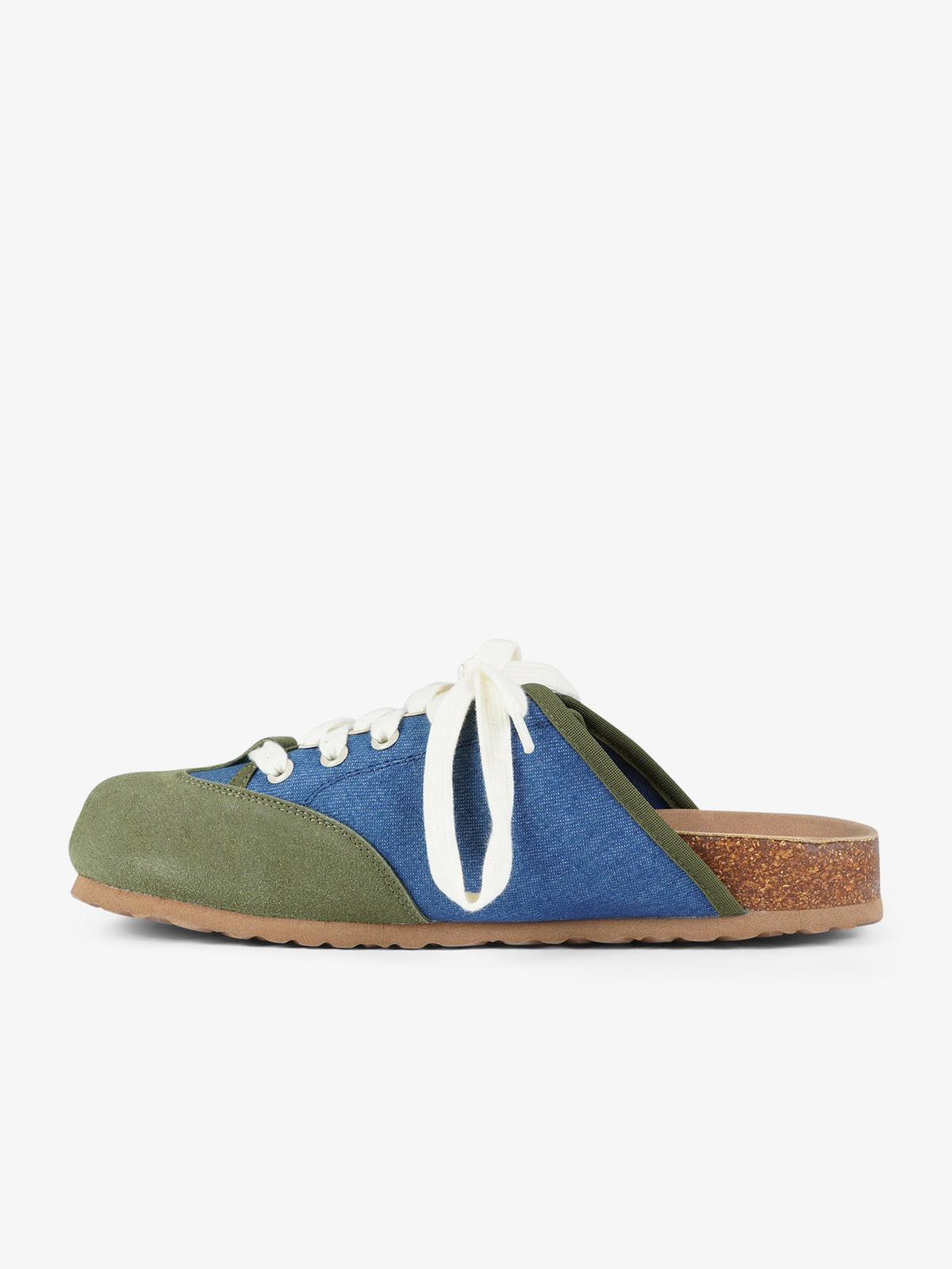 DUALSCAPE sabot unisex con lacci pelle denim