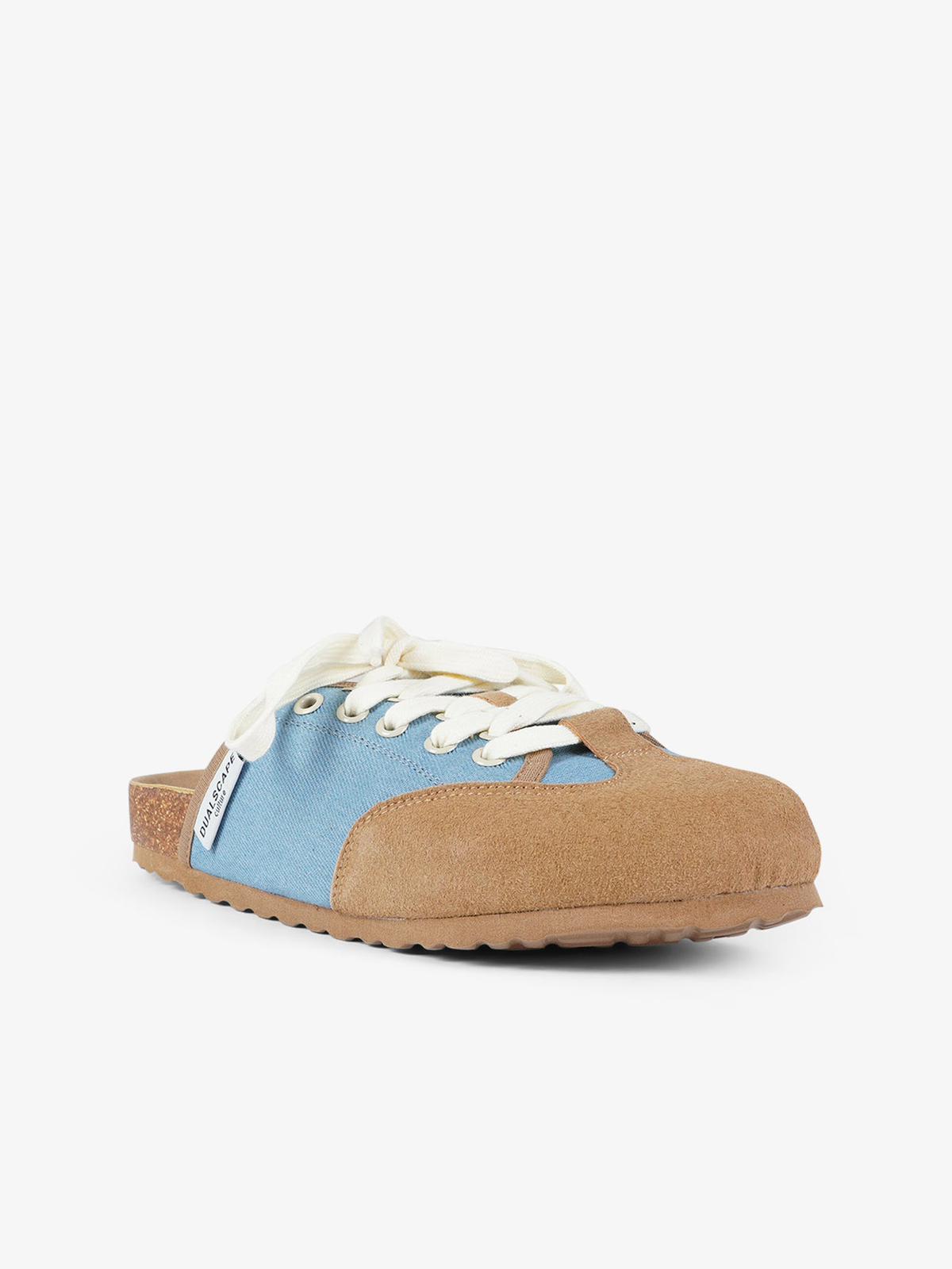 DUALSCAPE sabot unisex con lacci pelle denim