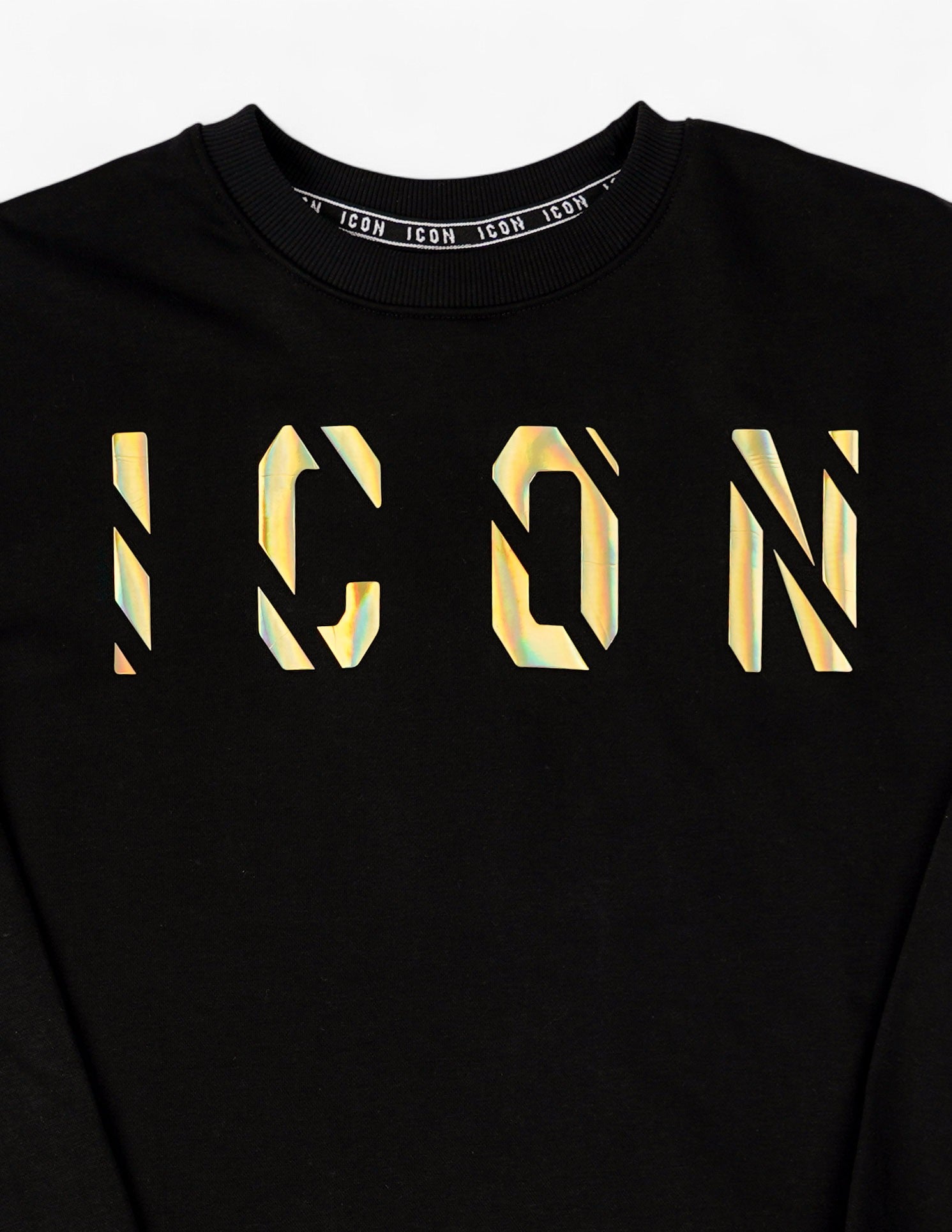 Felpa girocollo logo "ICON" applicazione oro