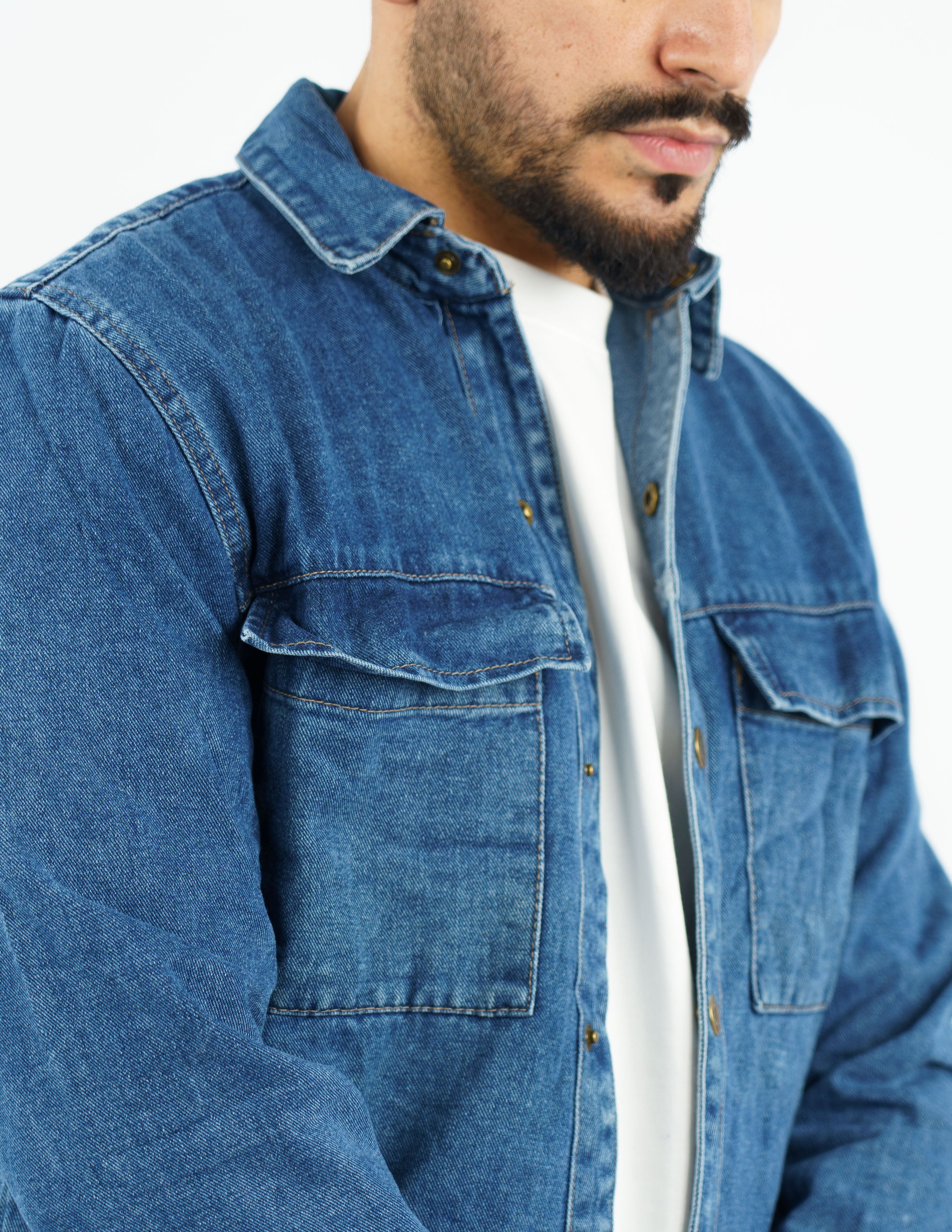 camicia uomo denim lavaggio scuro