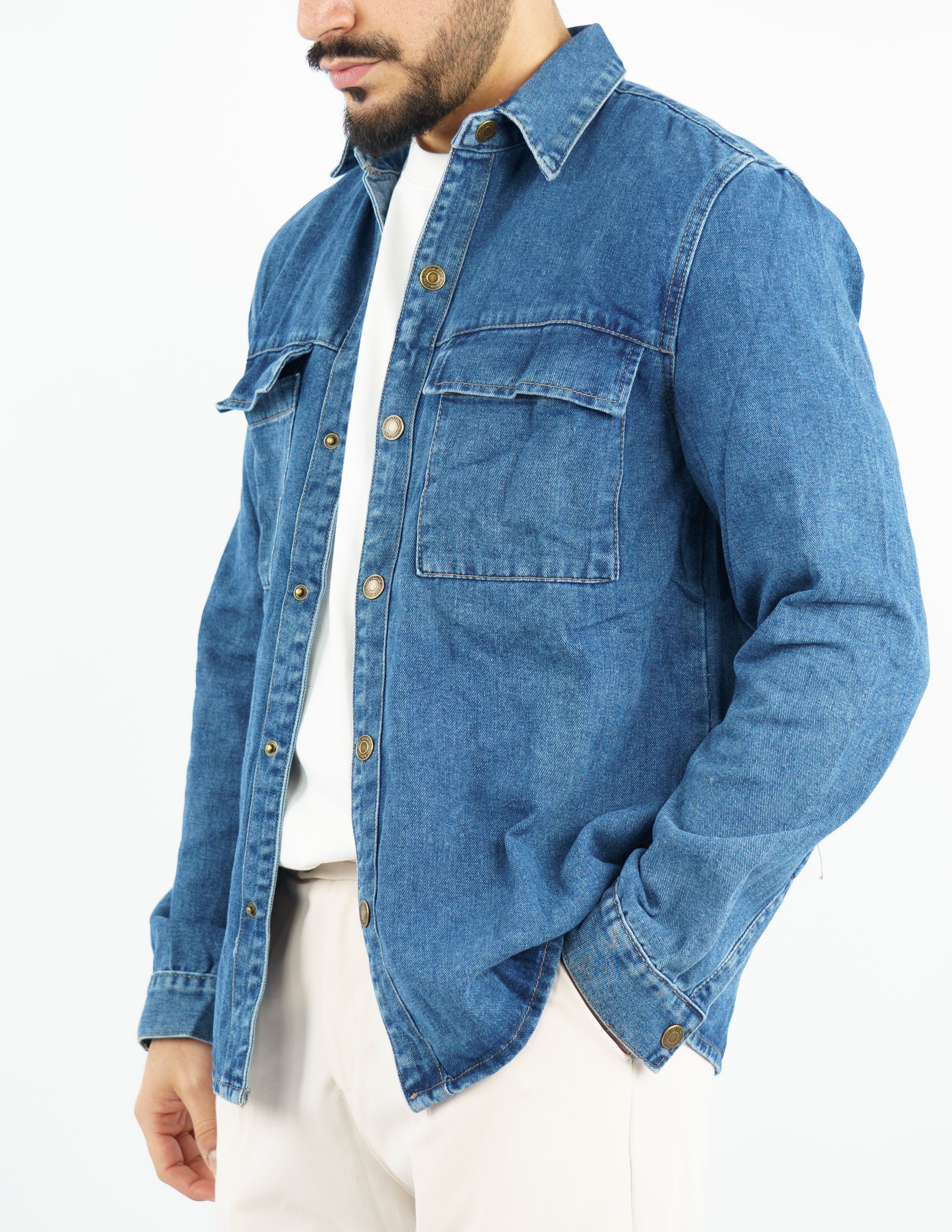 camicia uomo denim lavaggio scuro