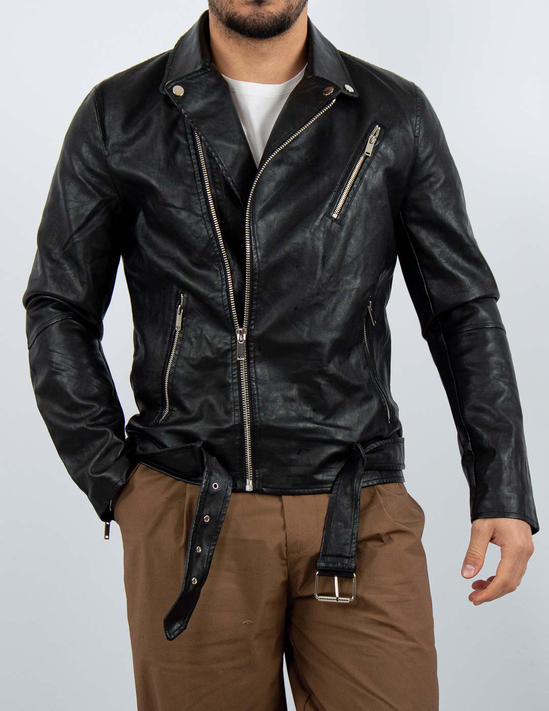 chiodo uomo giubbino biker pelle