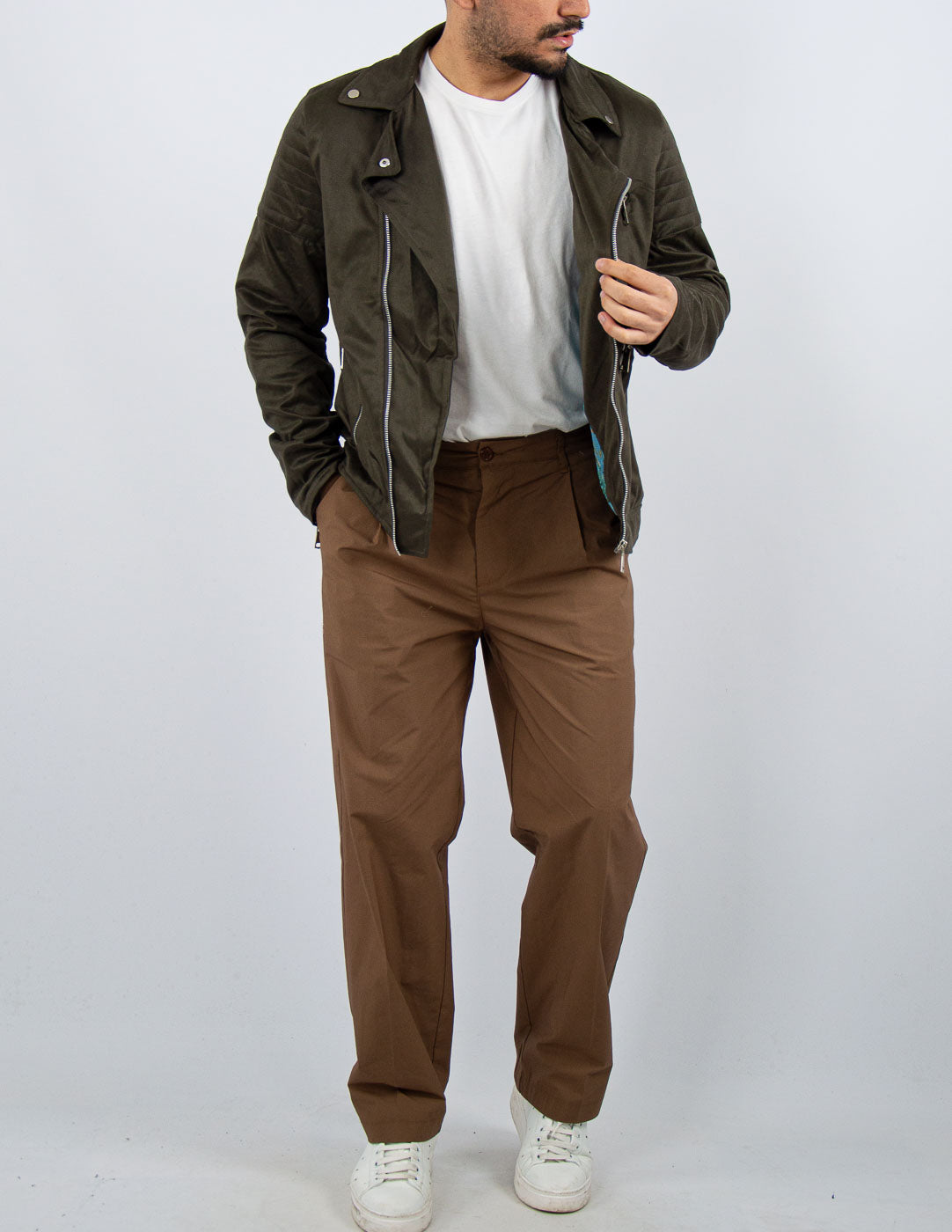 chiodo uomo giubbino camoscio biker