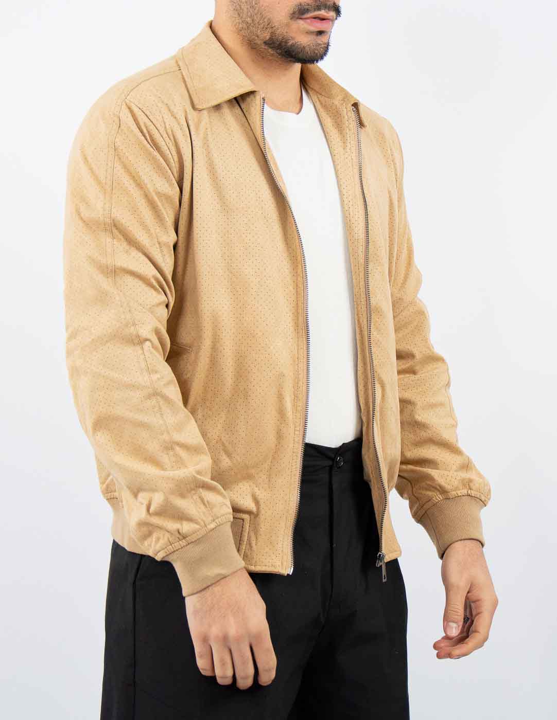 giubbino uomo effetto camoscio traforato