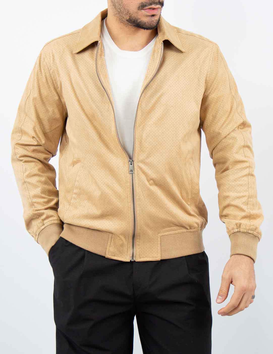 giubbino uomo effetto camoscio traforato