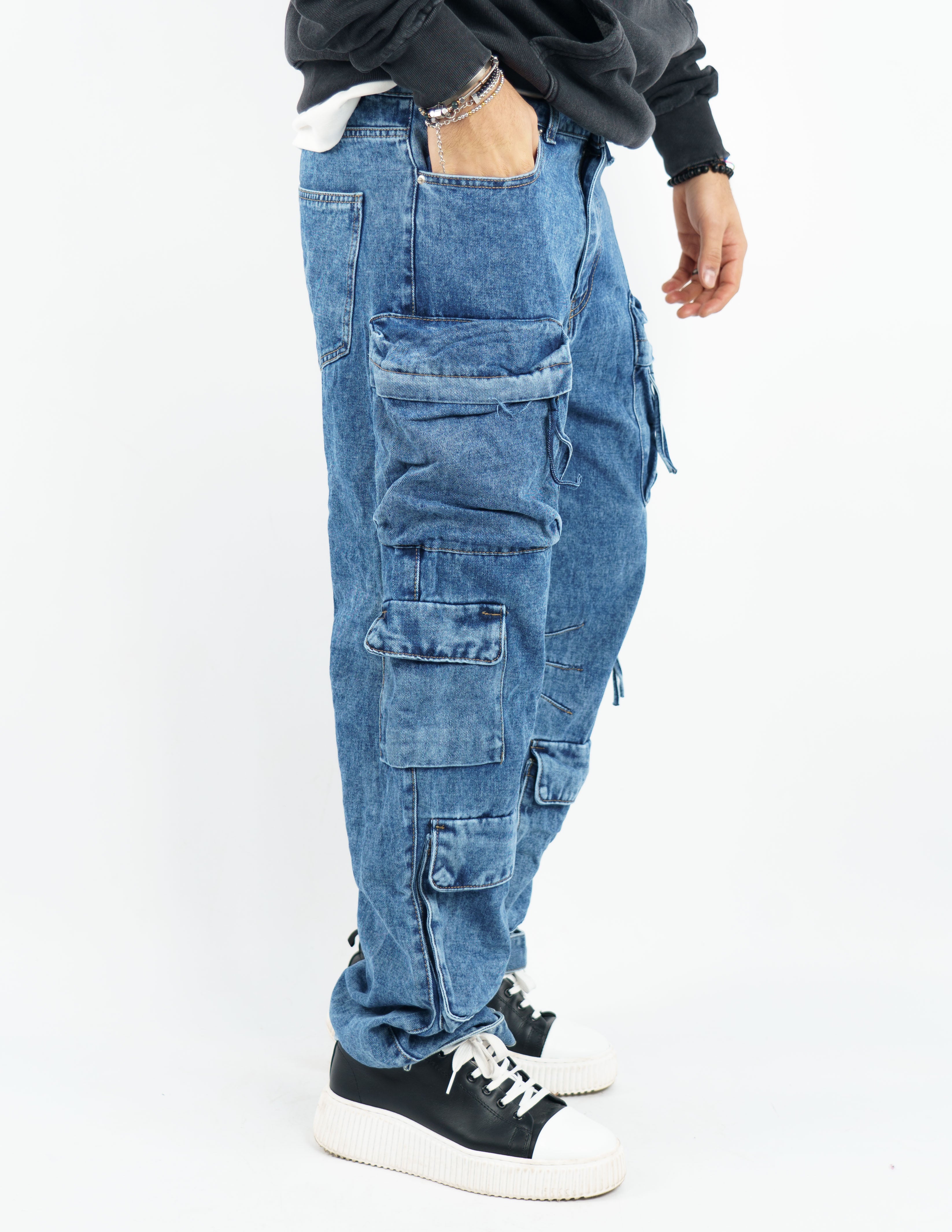 jeans cargo uomo multitasche