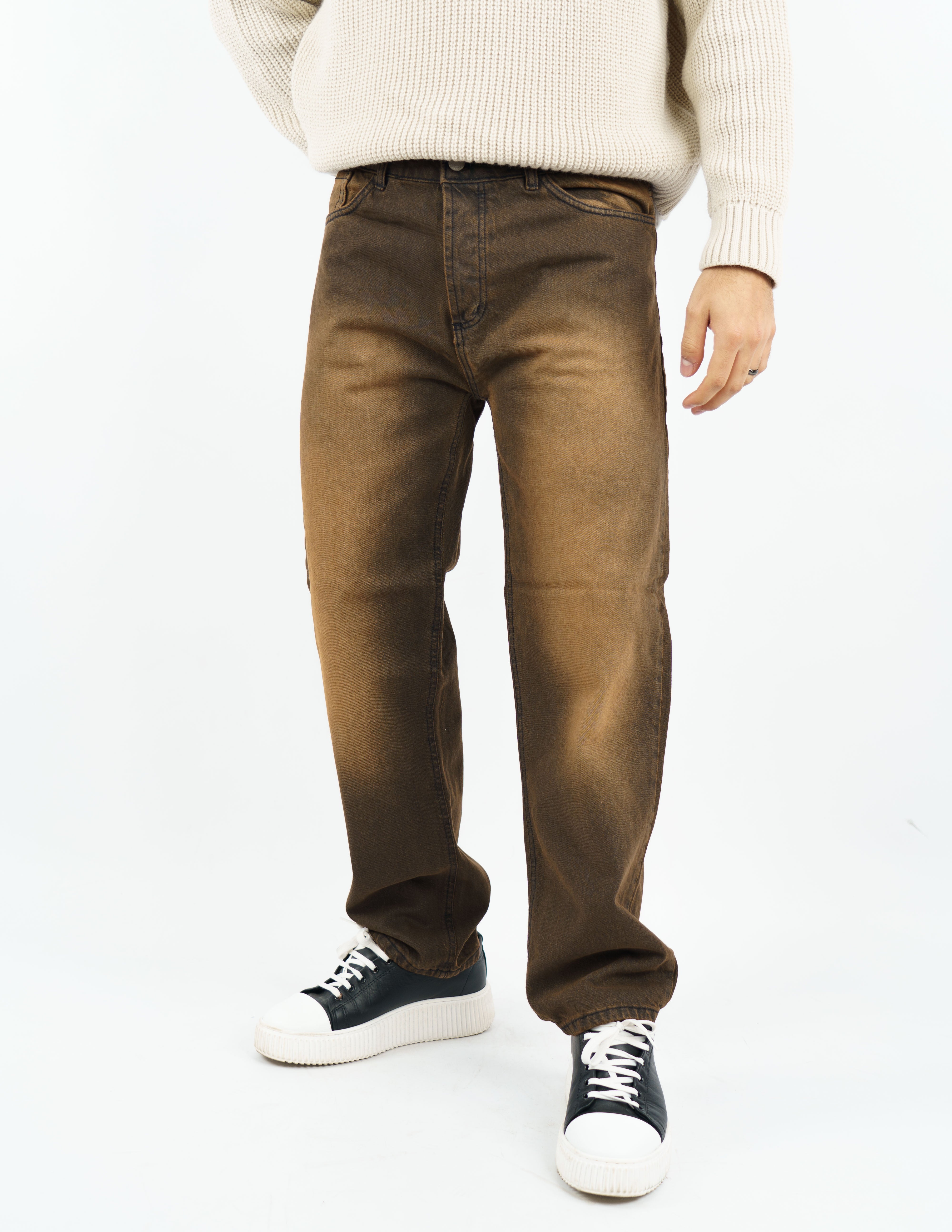 jeans uomo relaxed fit sabbiato