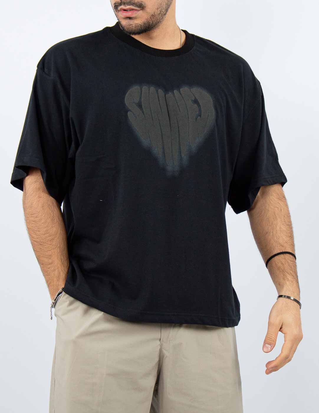 t-shirt uomo over con stampa