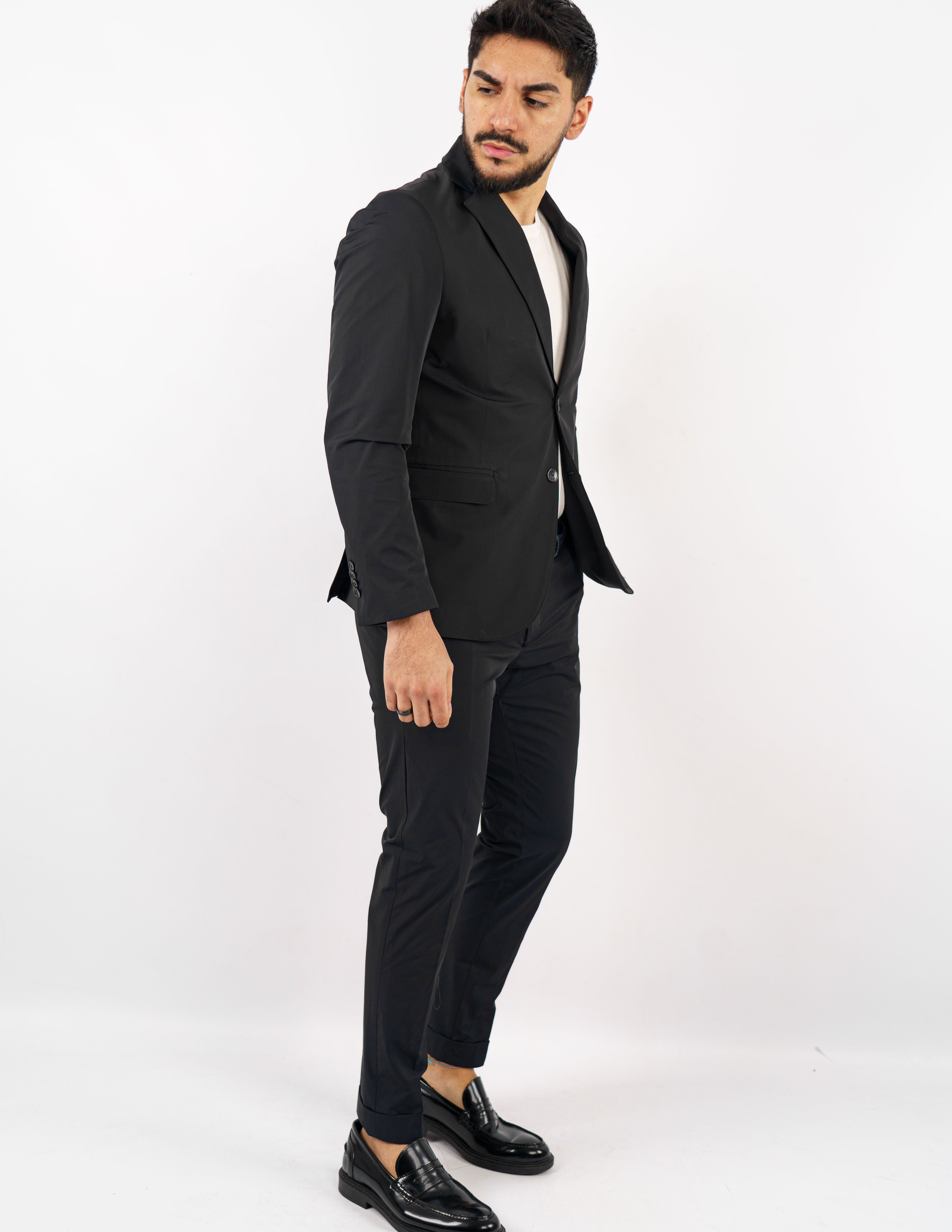 abito monopetto tessuto tecnico