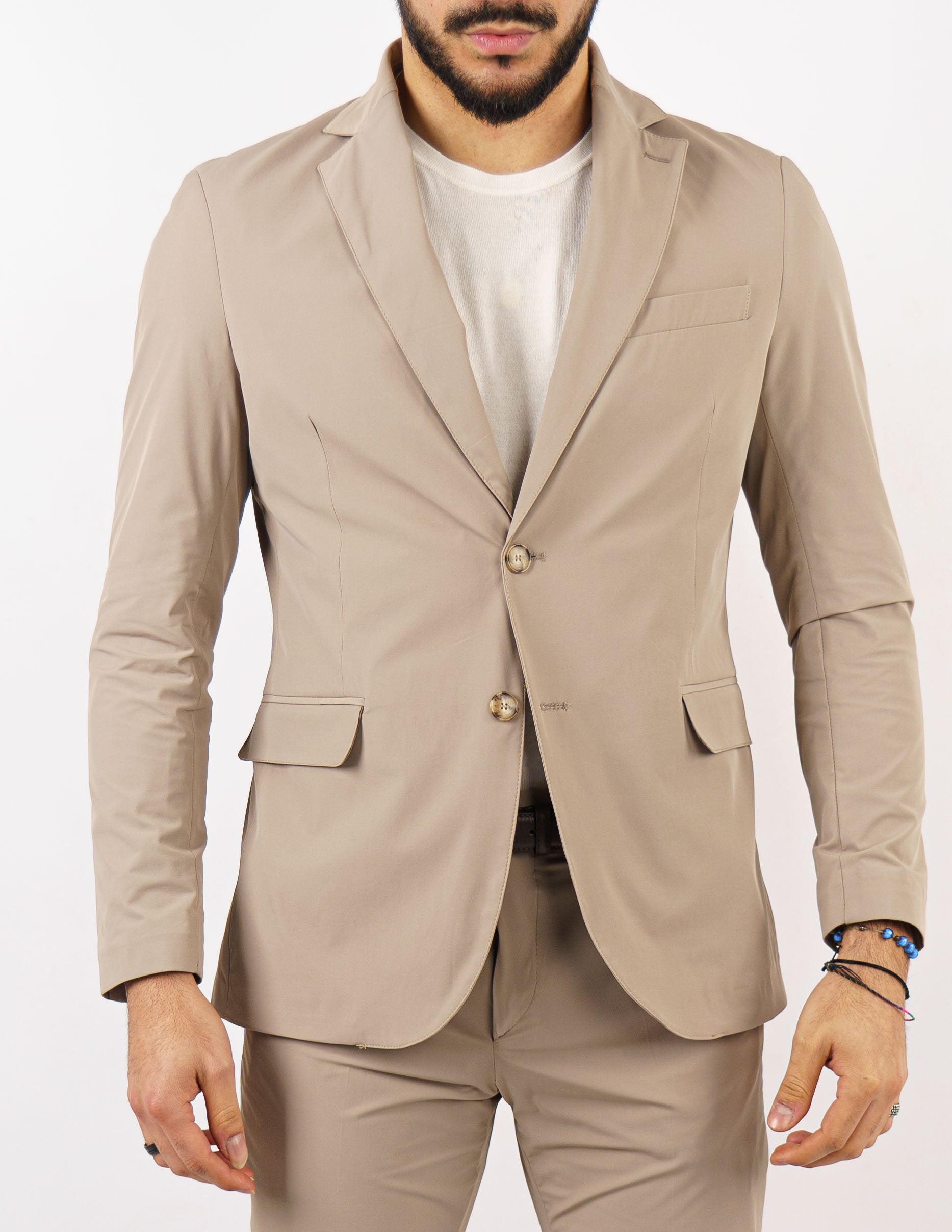 abito monopetto tessuto tecnico