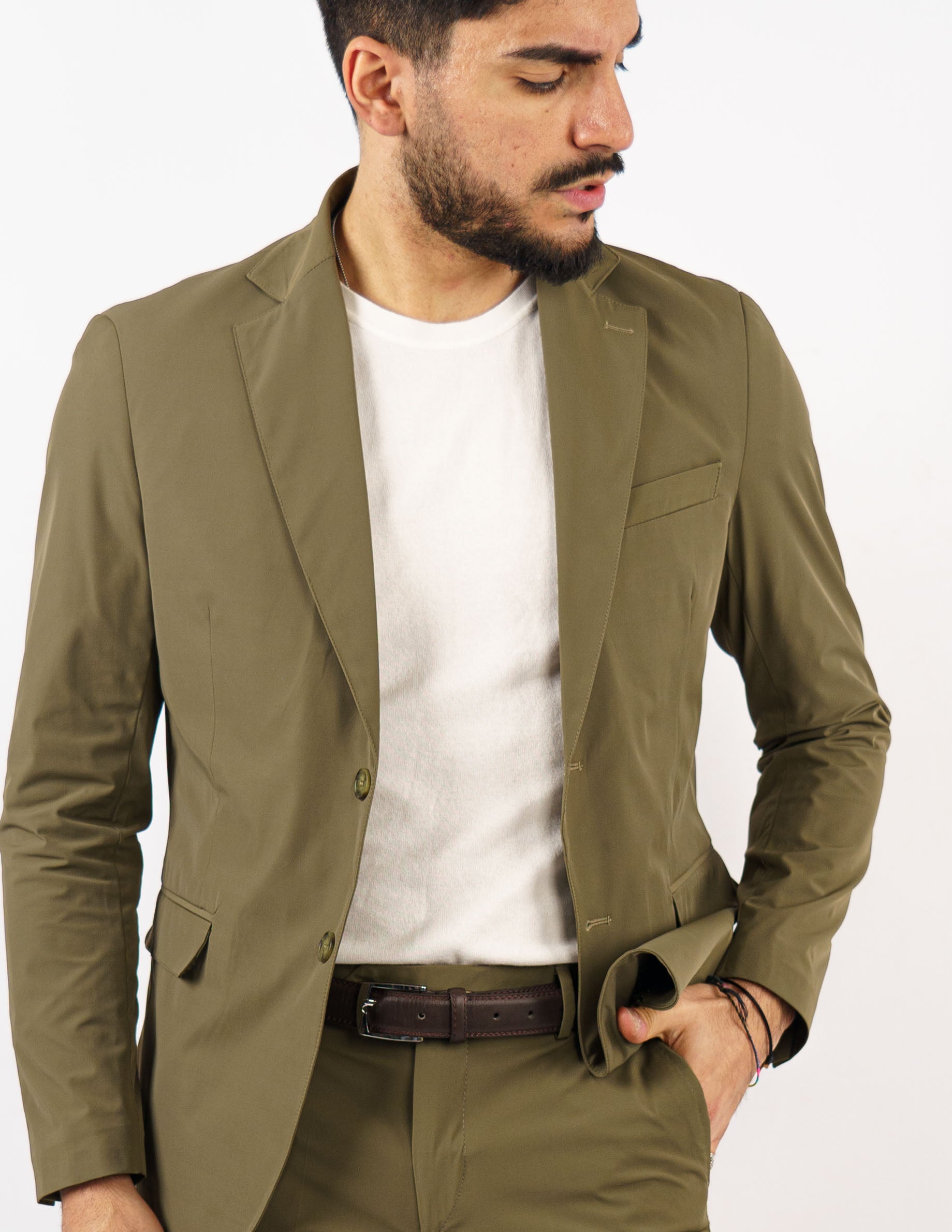 abito monopetto tessuto tecnico