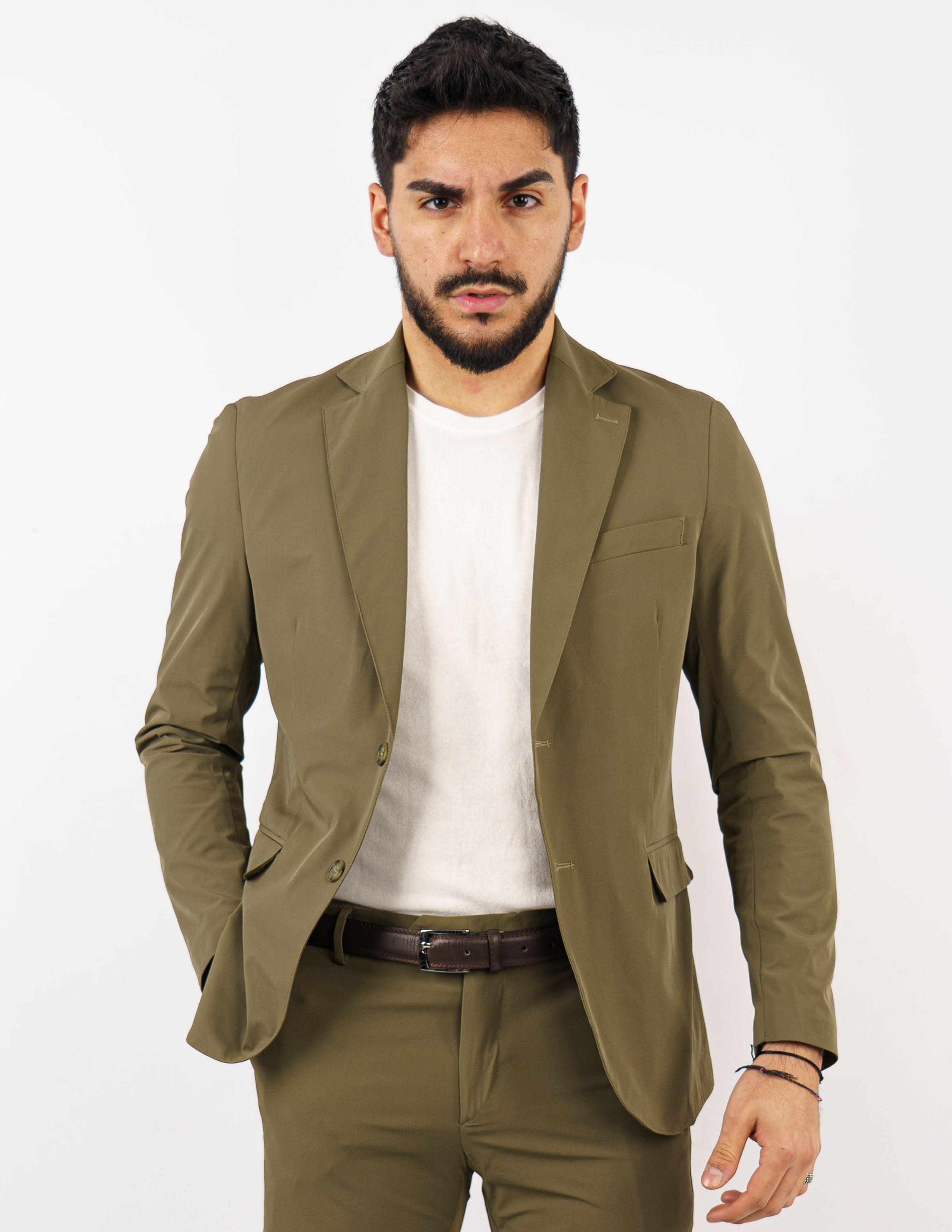 abito monopetto tessuto tecnico