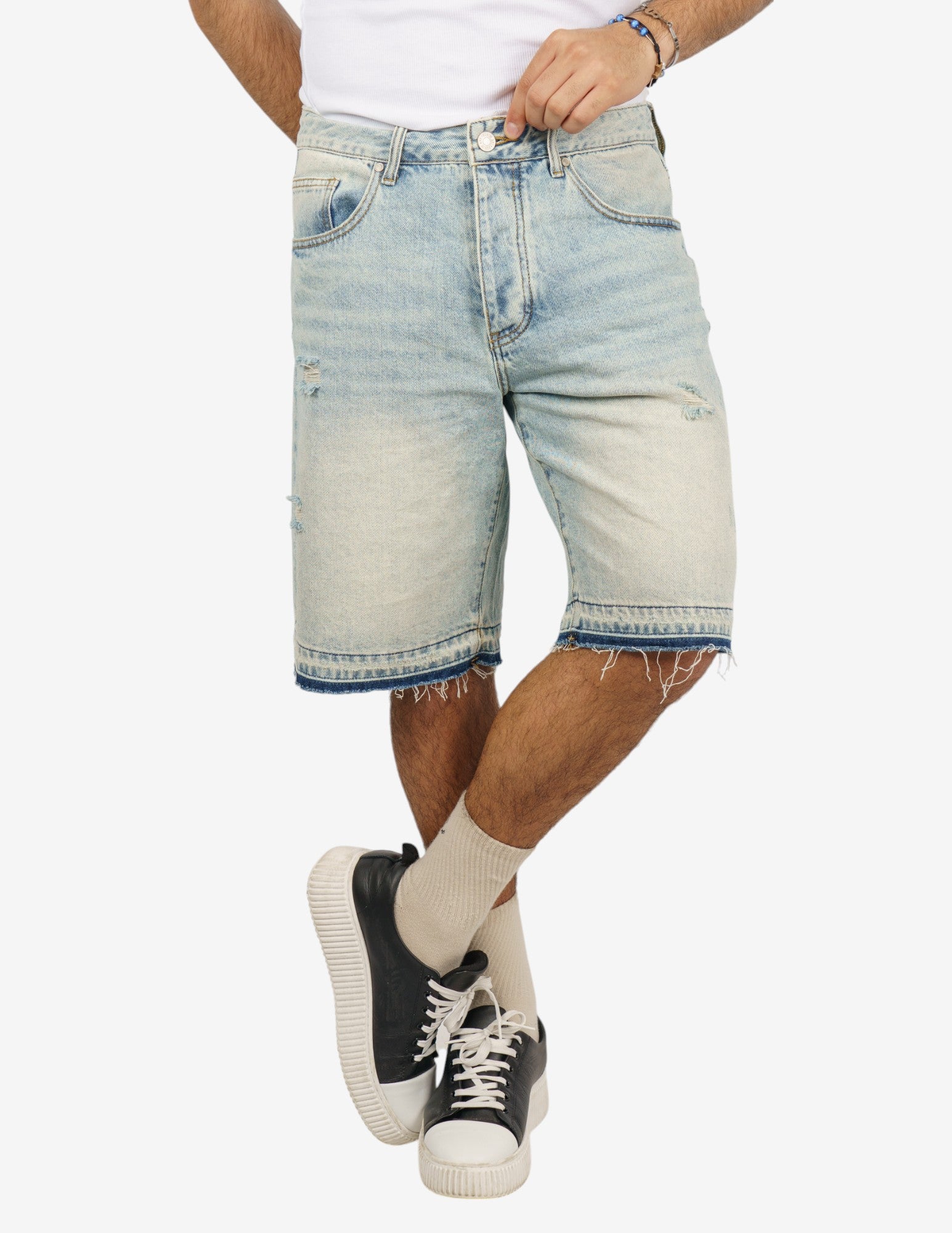 bermuda regular in denim contrasto