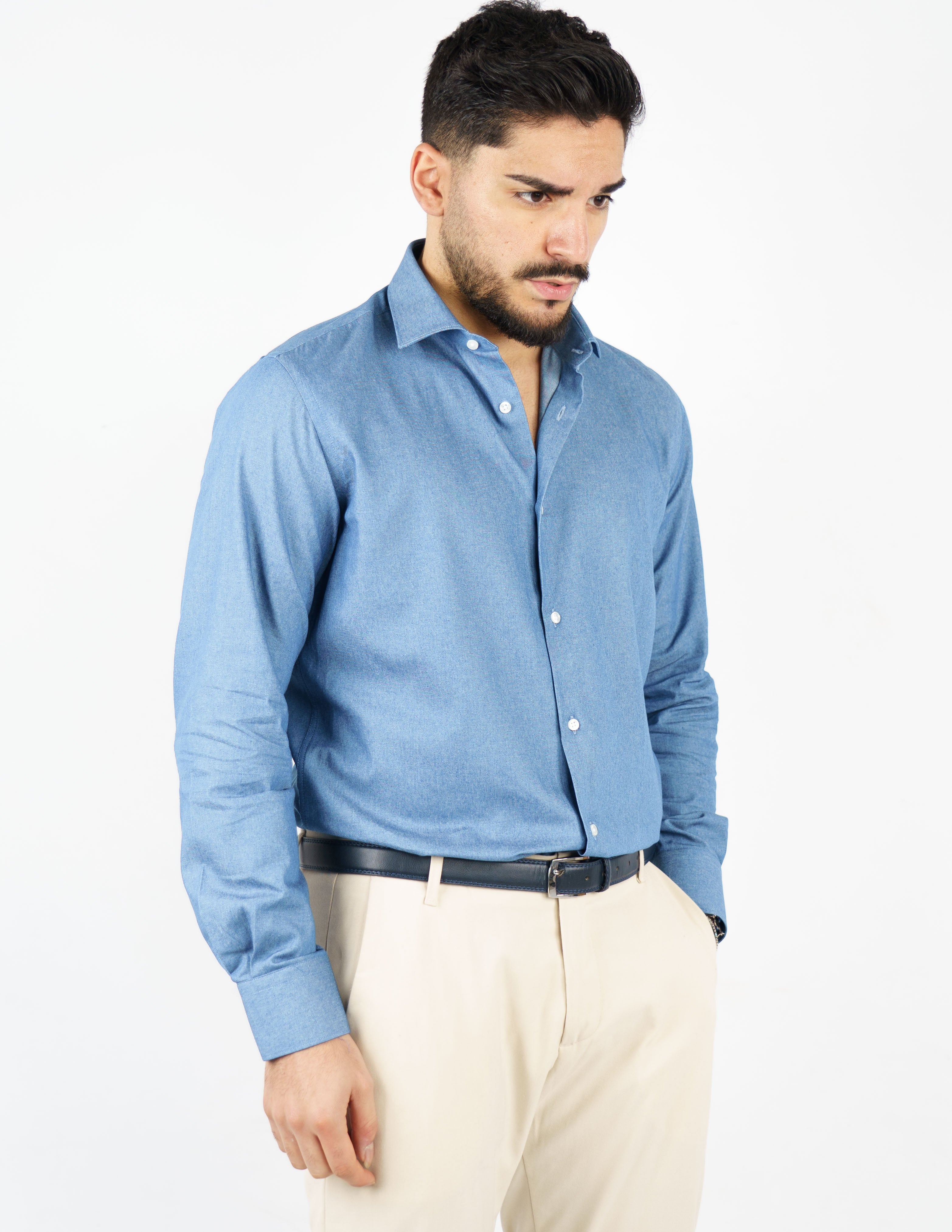 camicia collo francese effetto jeans