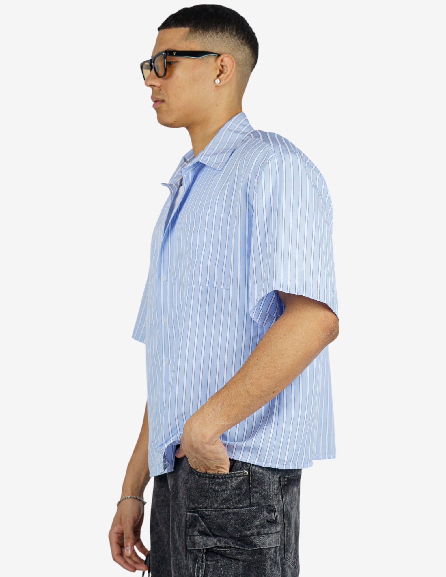 camicia cropped con taschino