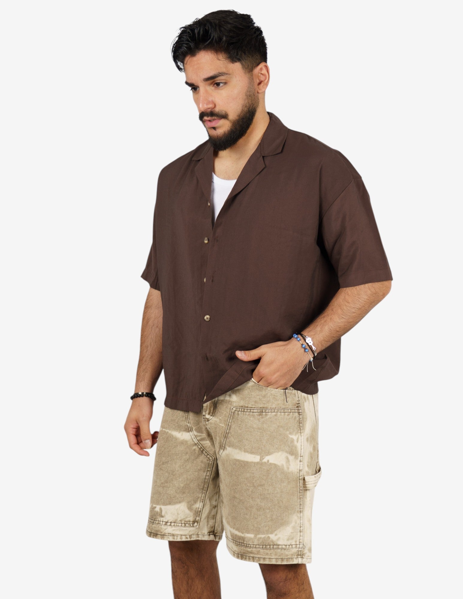 camicia manica corta leggera tinta unita