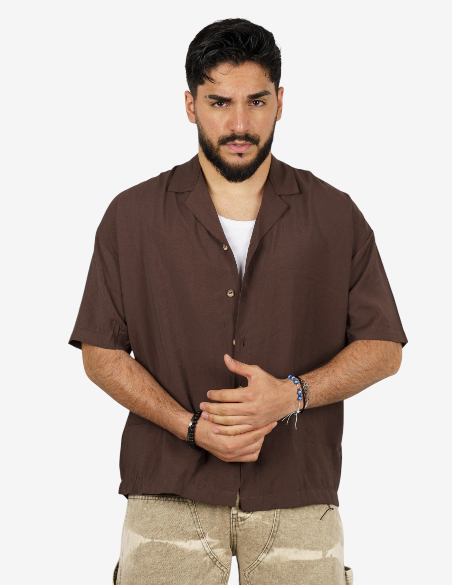 camicia manica corta leggera tinta unita