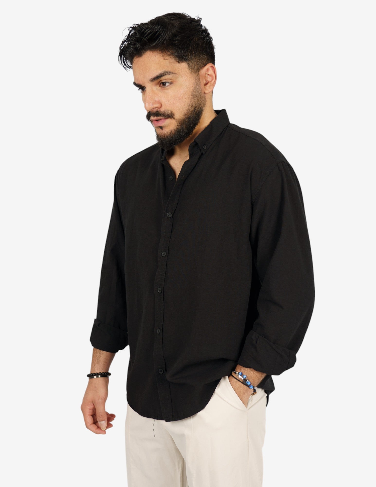 camicia manica lunga botton down in lino