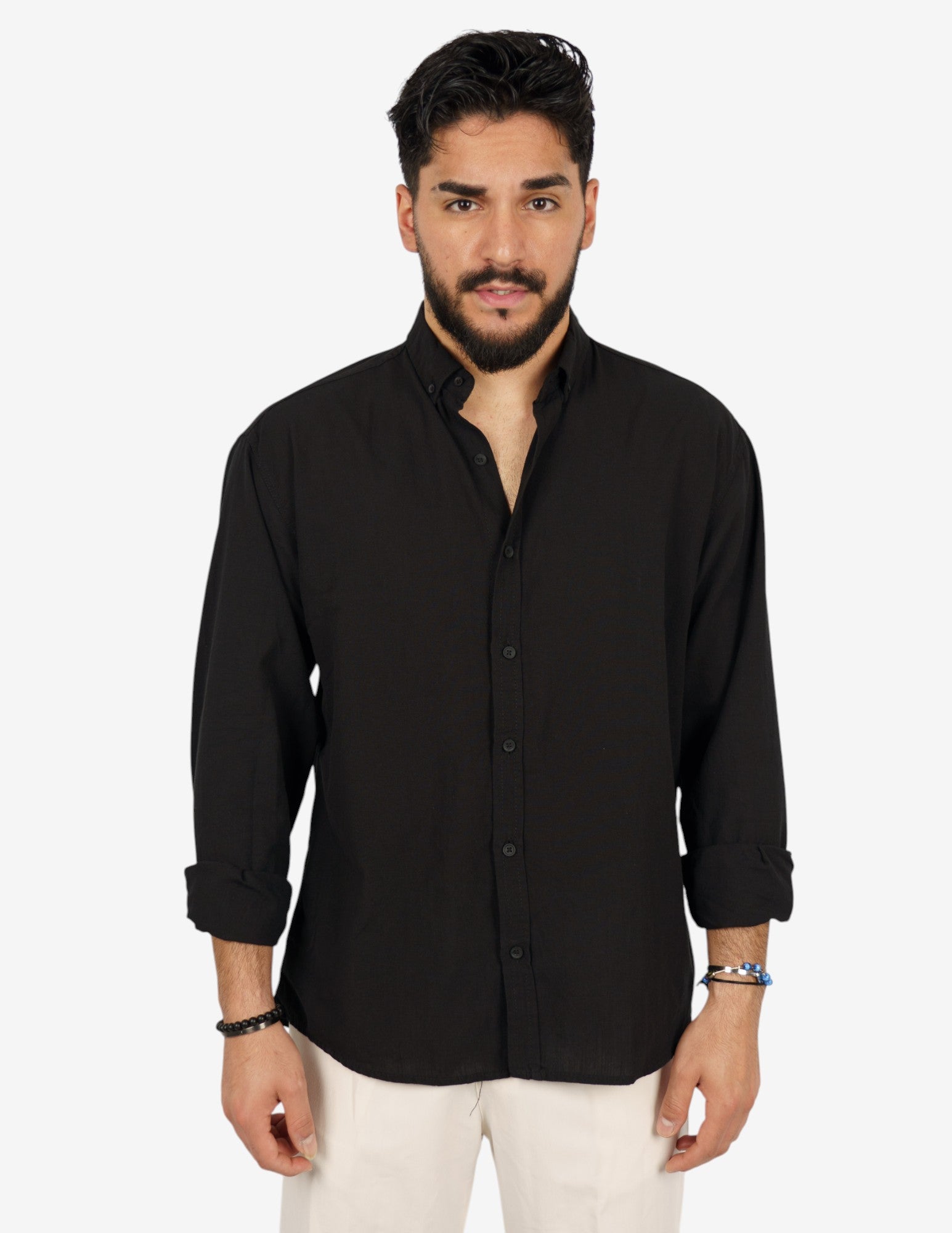 camicia manica lunga botton down in lino