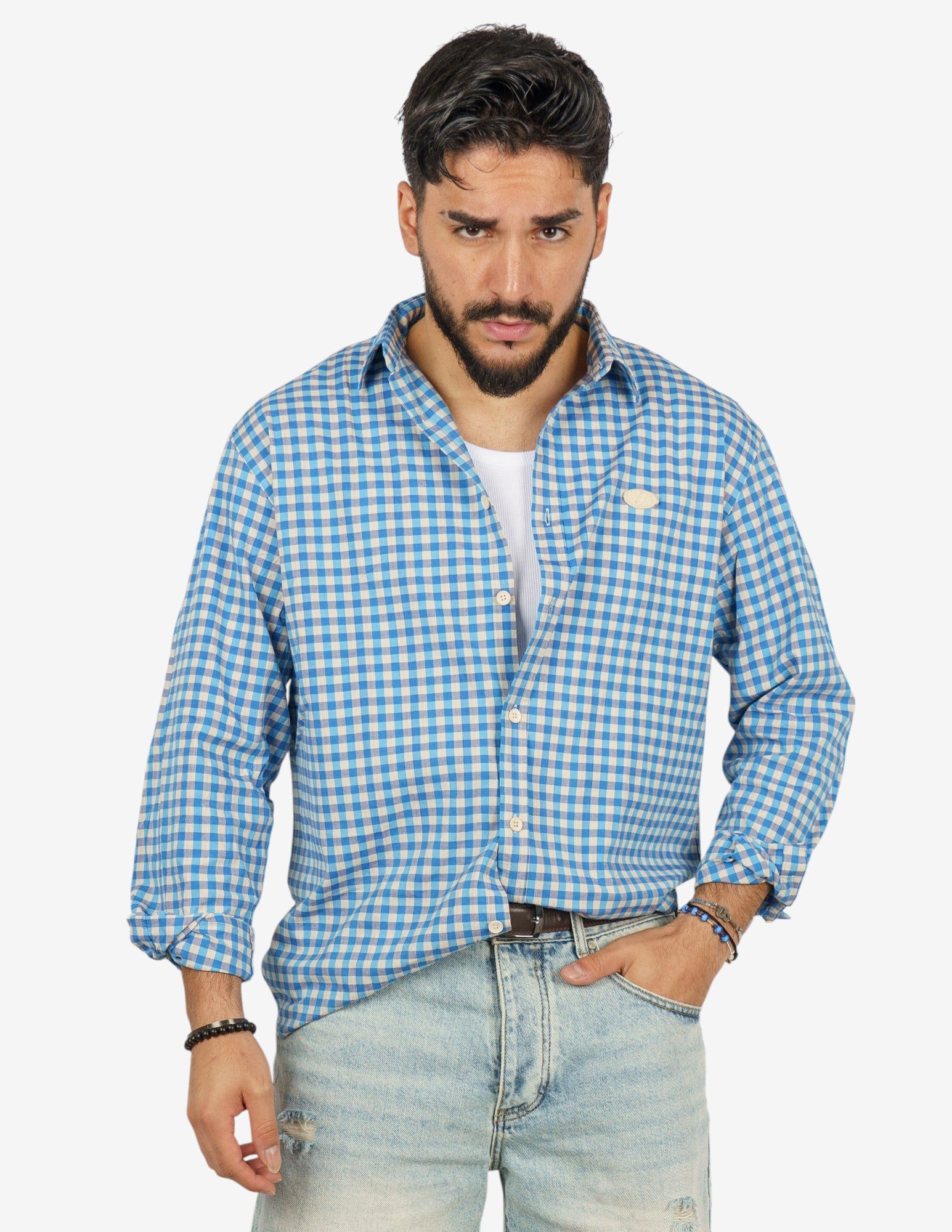 camicia manica lunga quadri regular