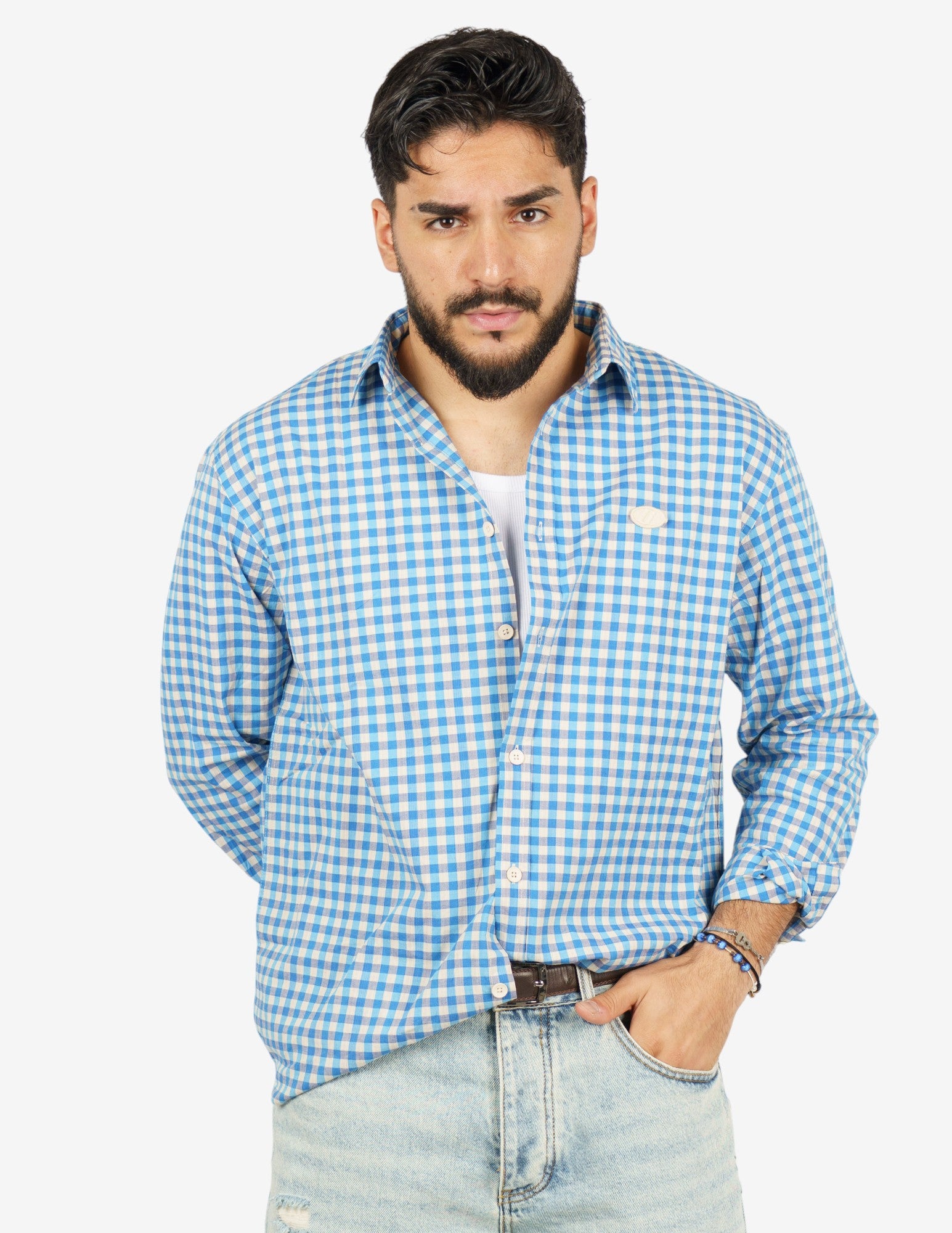 camicia manica lunga quadri regular