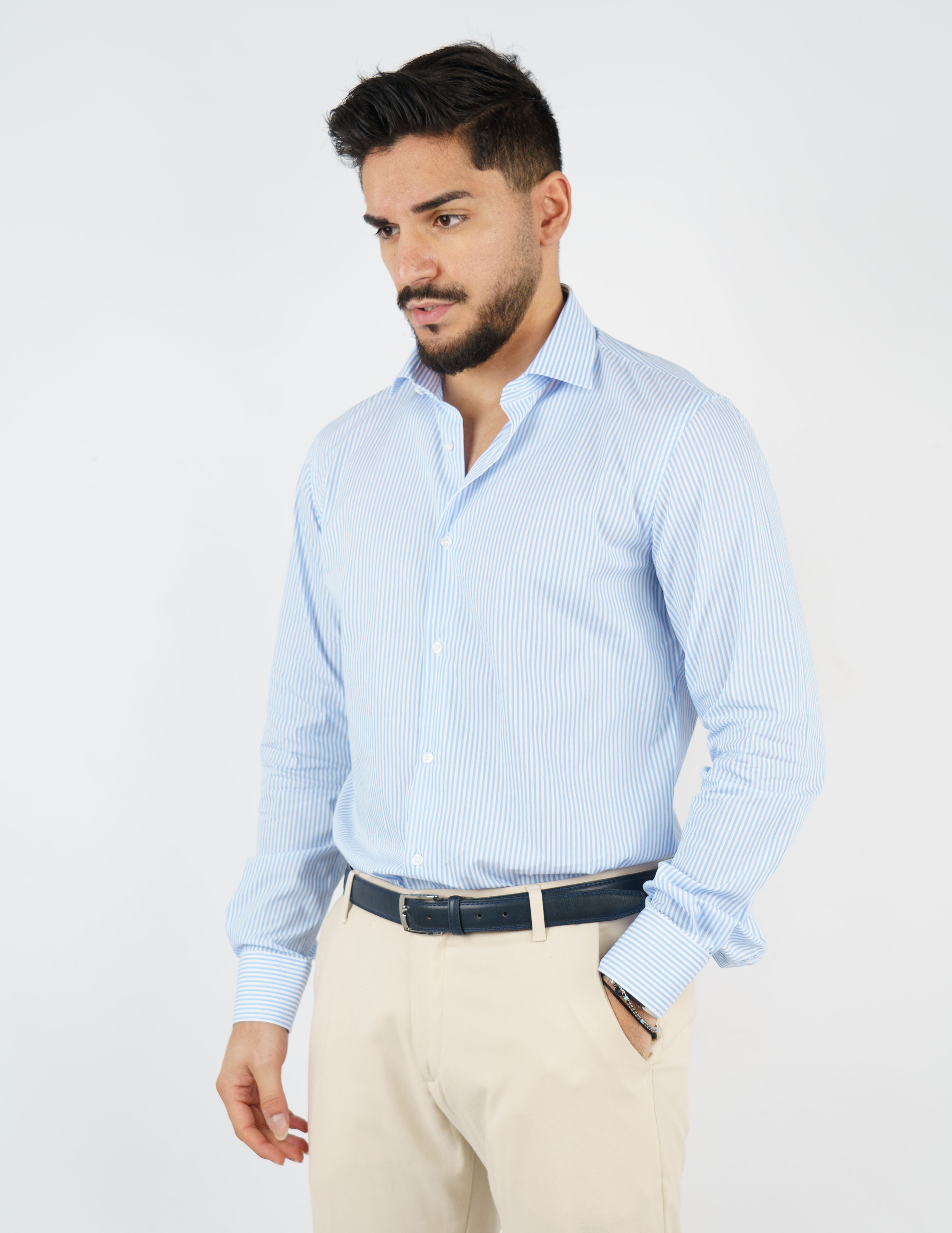 camicia uomo cotone rigata collo francese