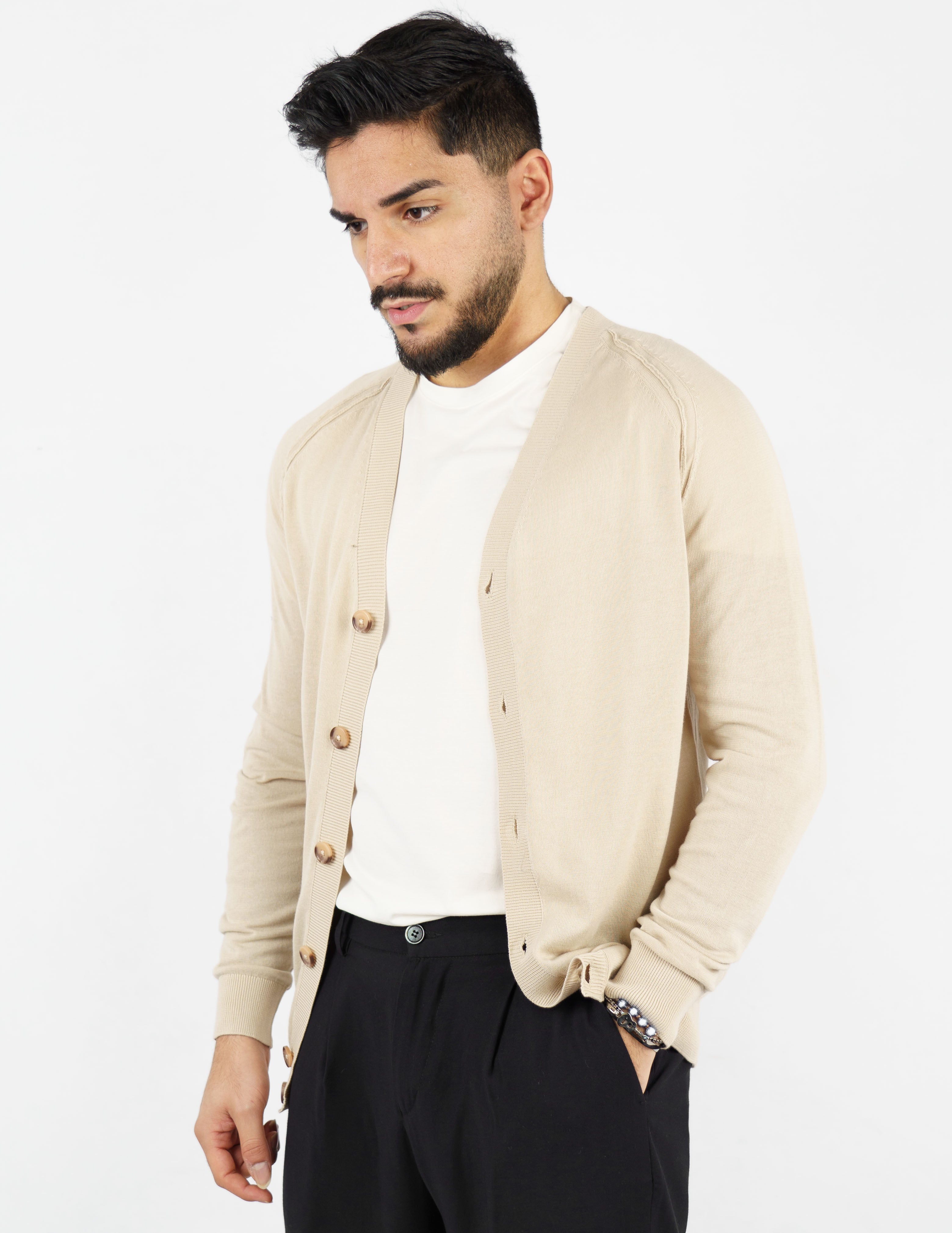 cardigan scollo a v in cotone