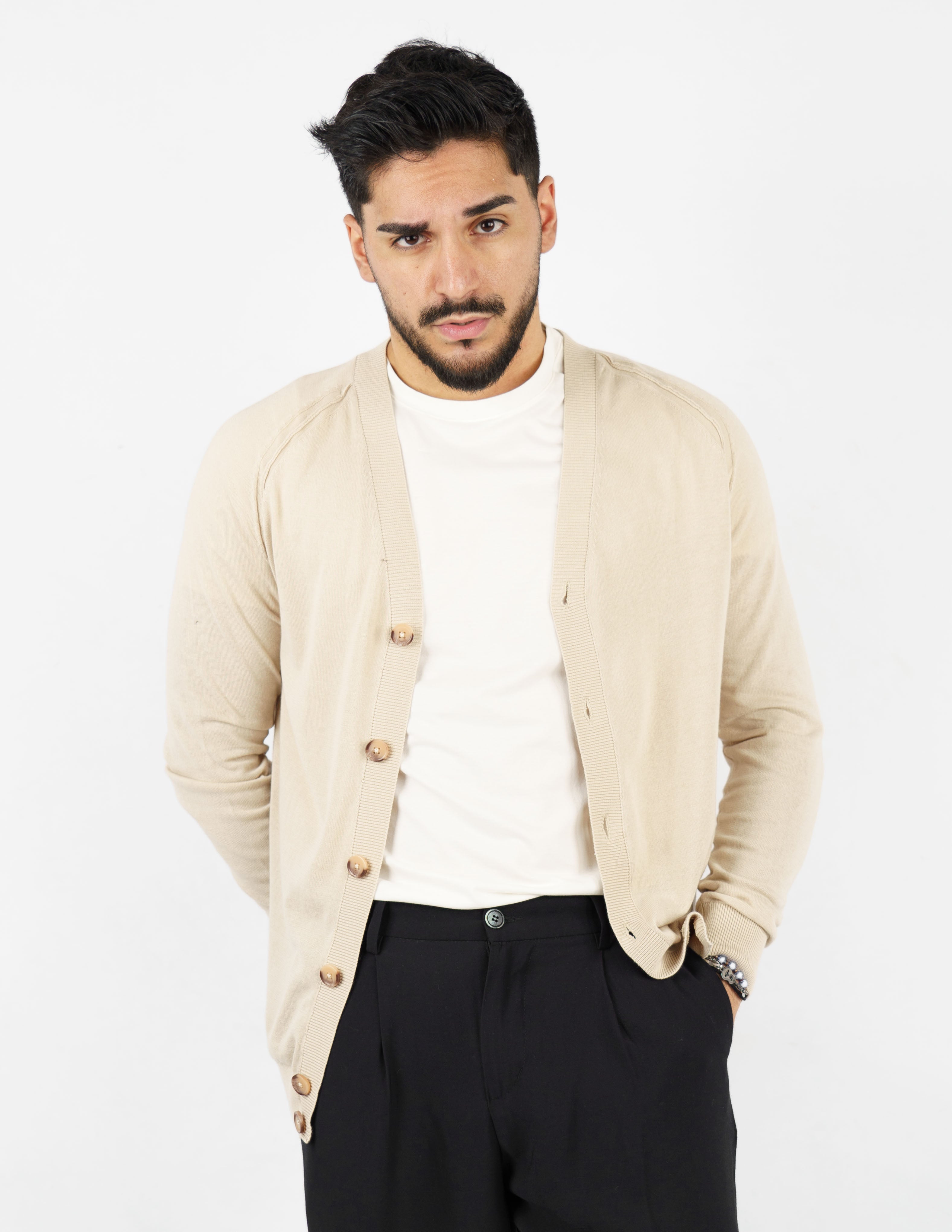 cardigan scollo a v in cotone
