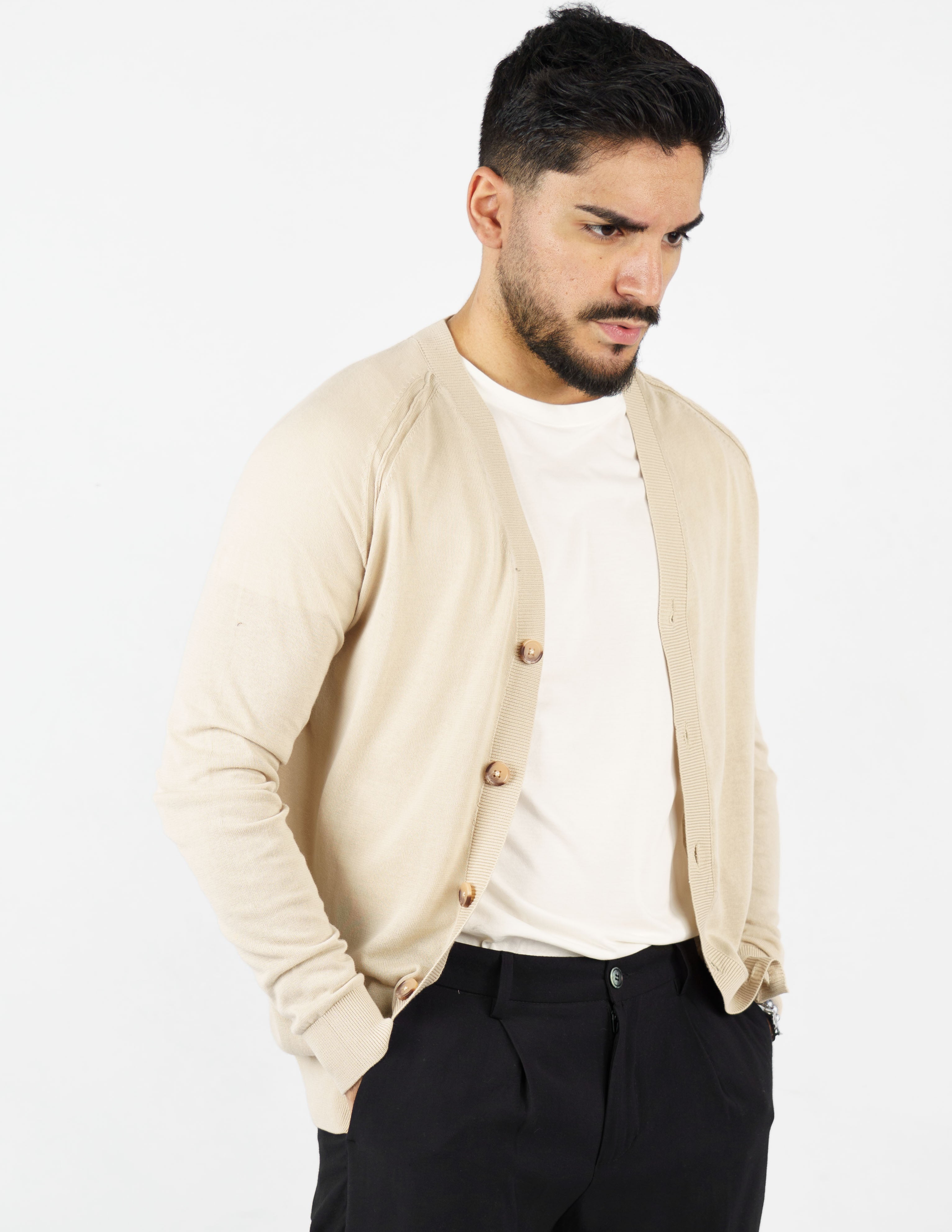 cardigan scollo a v in cotone