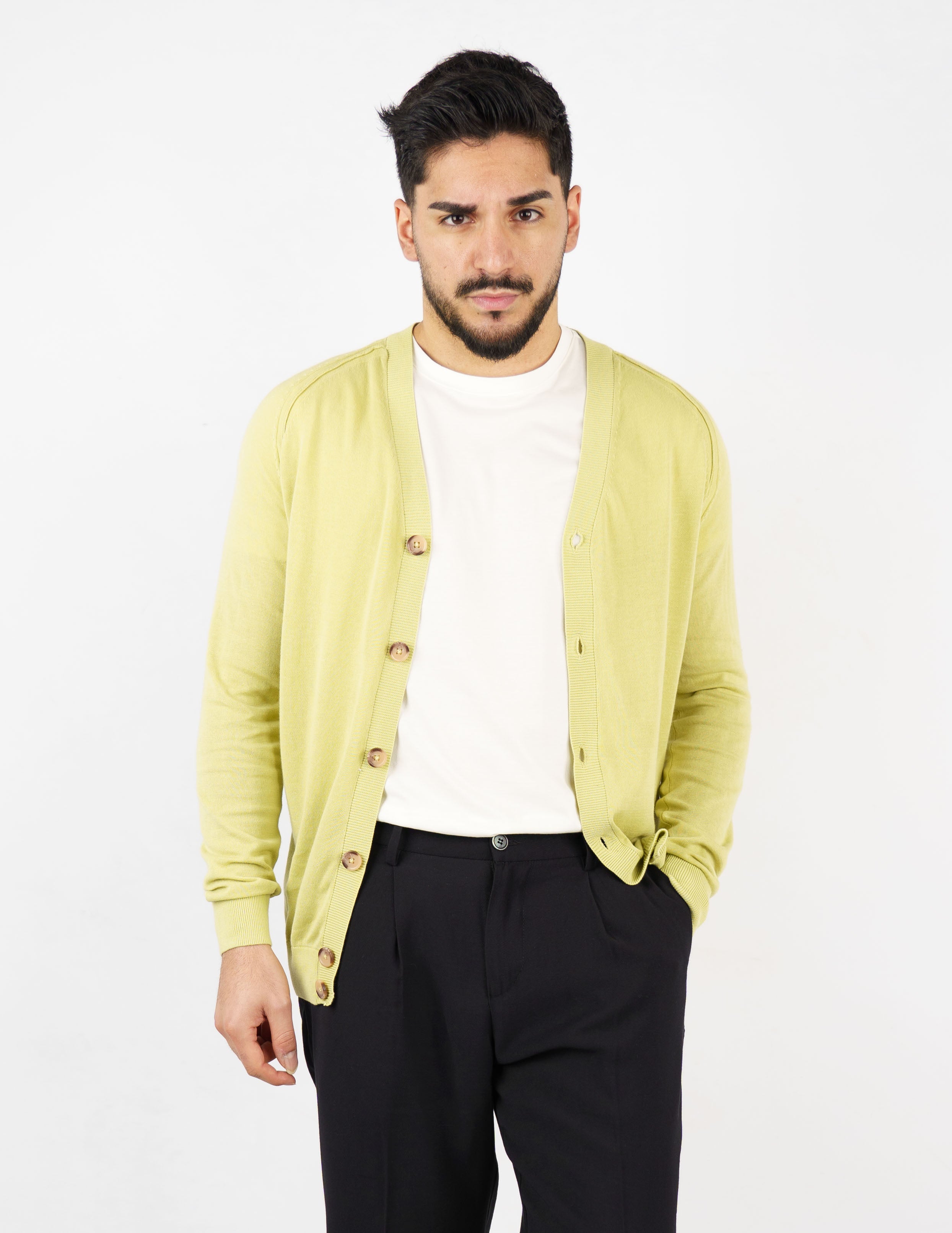 cardigan scollo a v in cotone