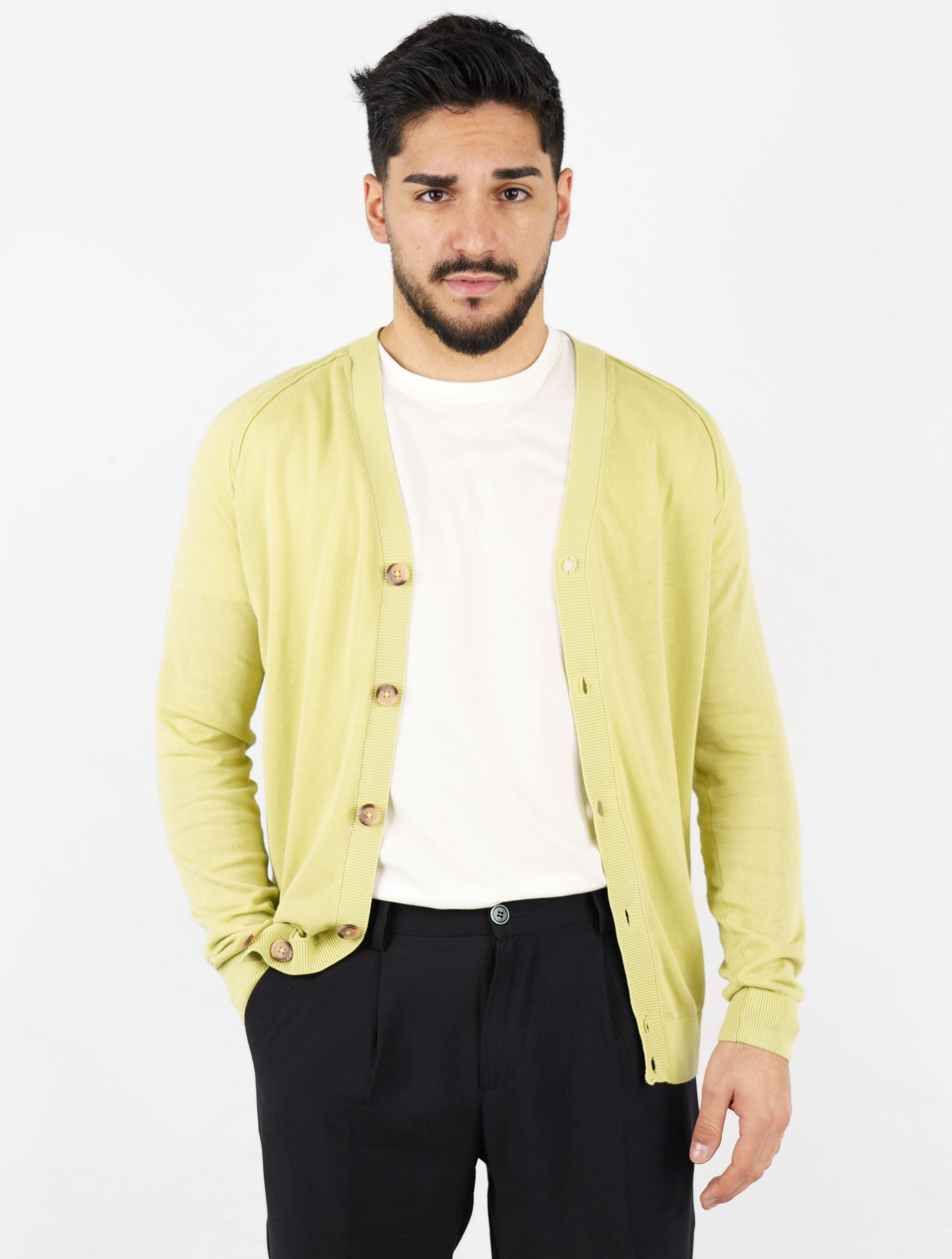 cardigan scollo a v in cotone
