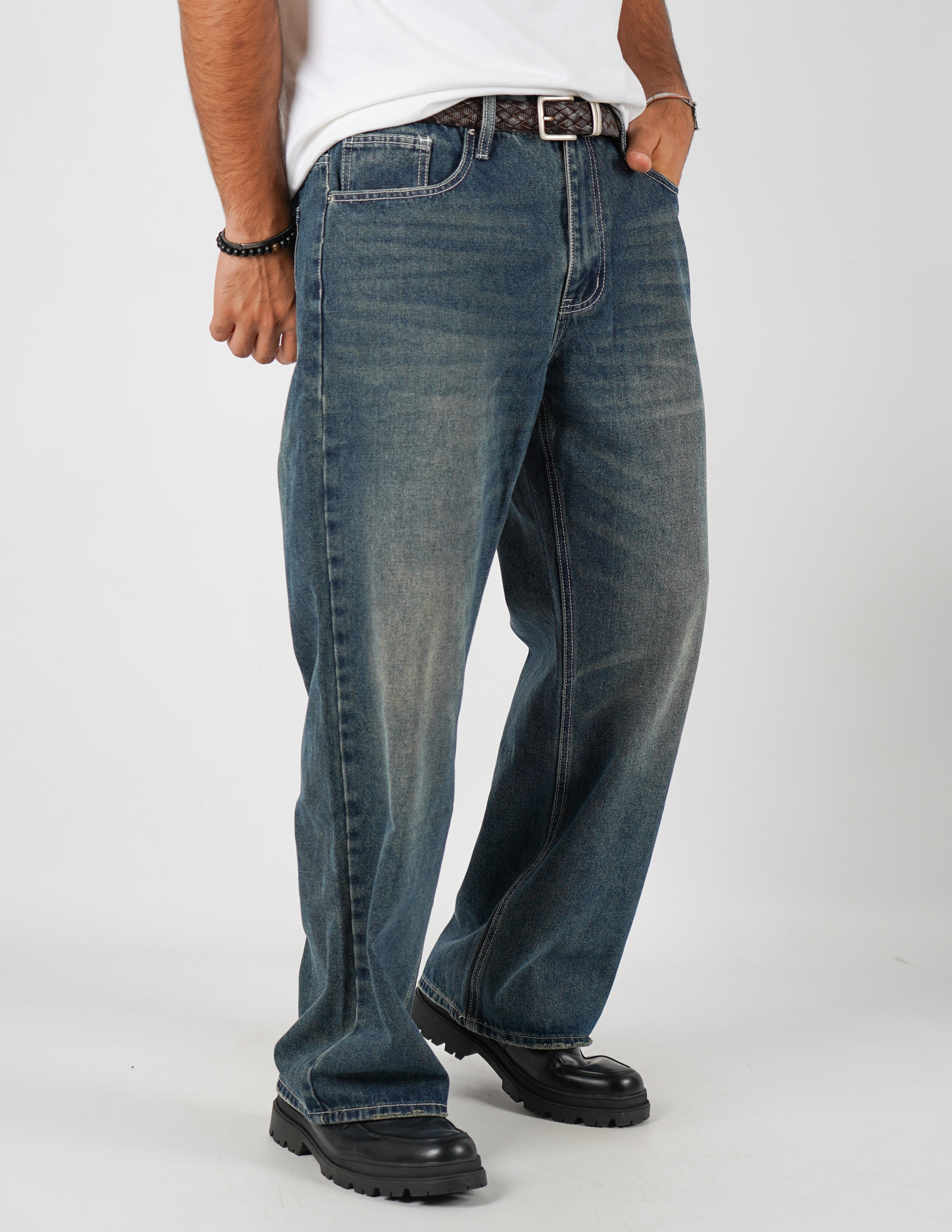 Jeans baggy lavaggio sabbia