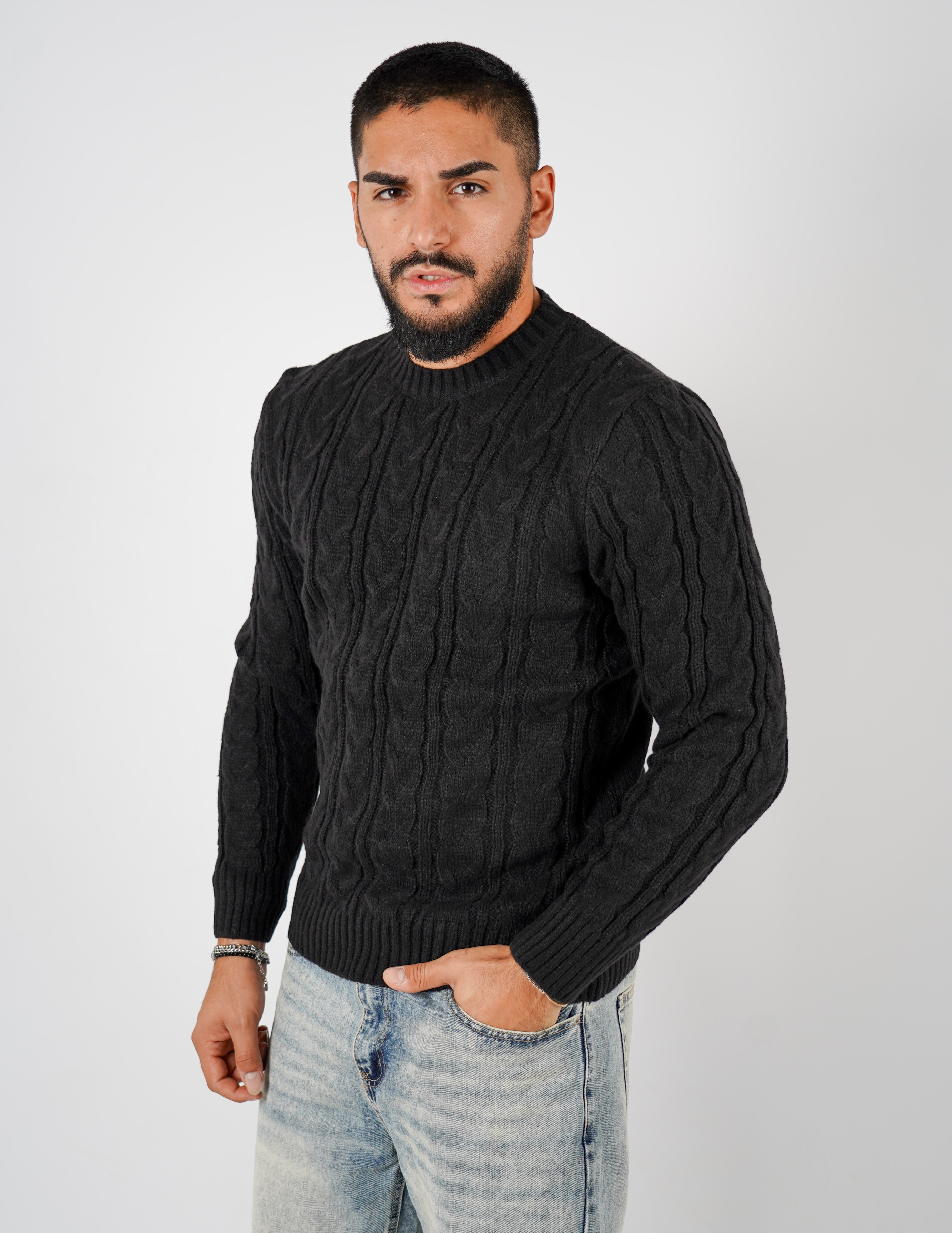 Maglione manica lunga intrecciato