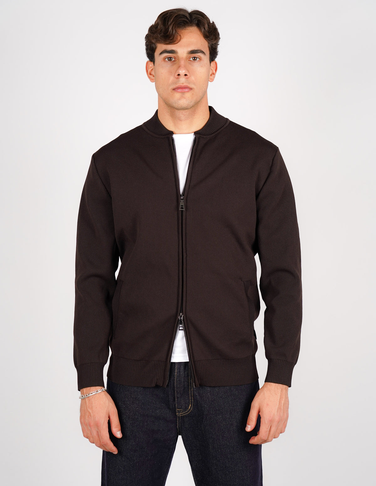 cardigan college con zip antipilling