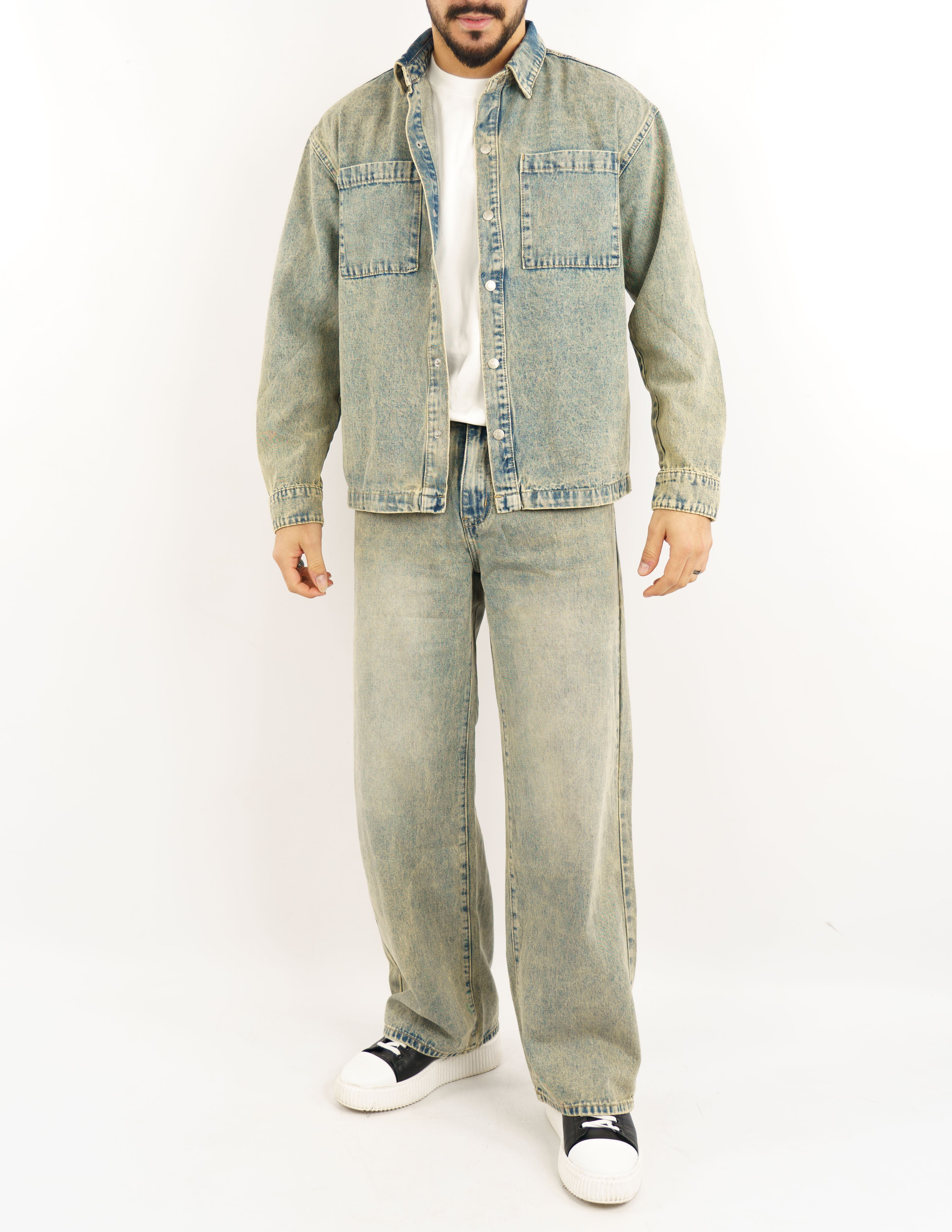 coordinato uomo jeans sabbiato