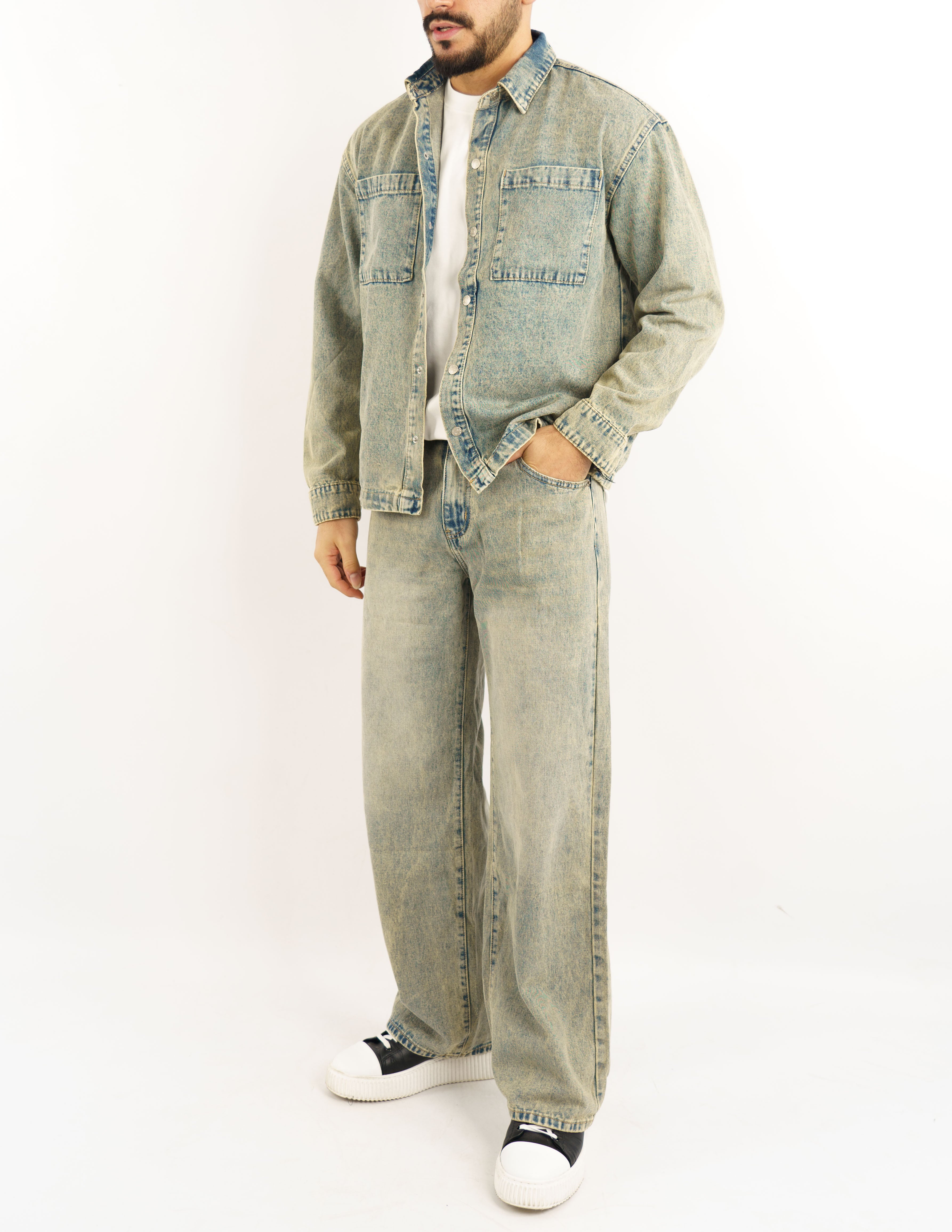 coordinato uomo jeans sabbiato