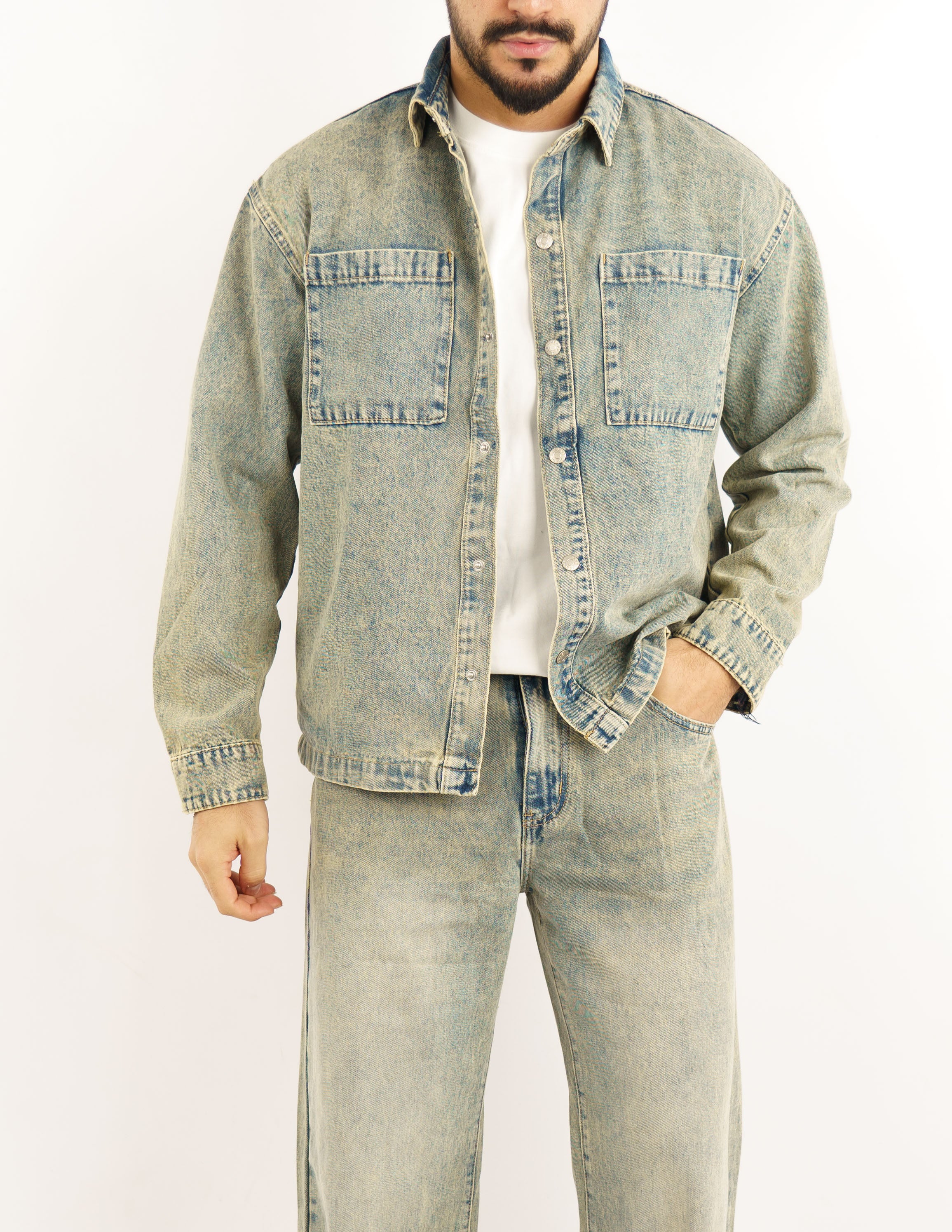 coordinato uomo jeans sabbiato