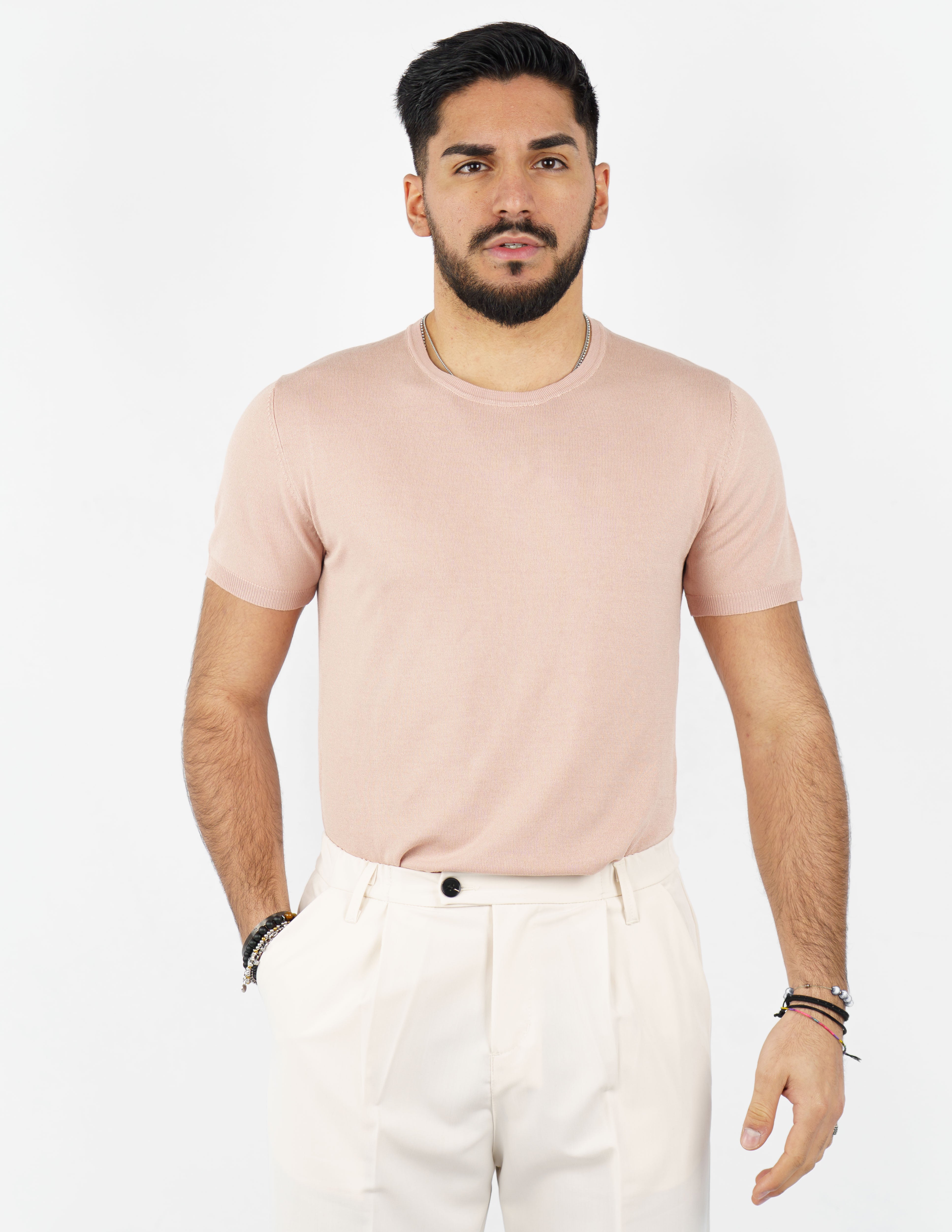 t-shirt girocollo in maglia leggera