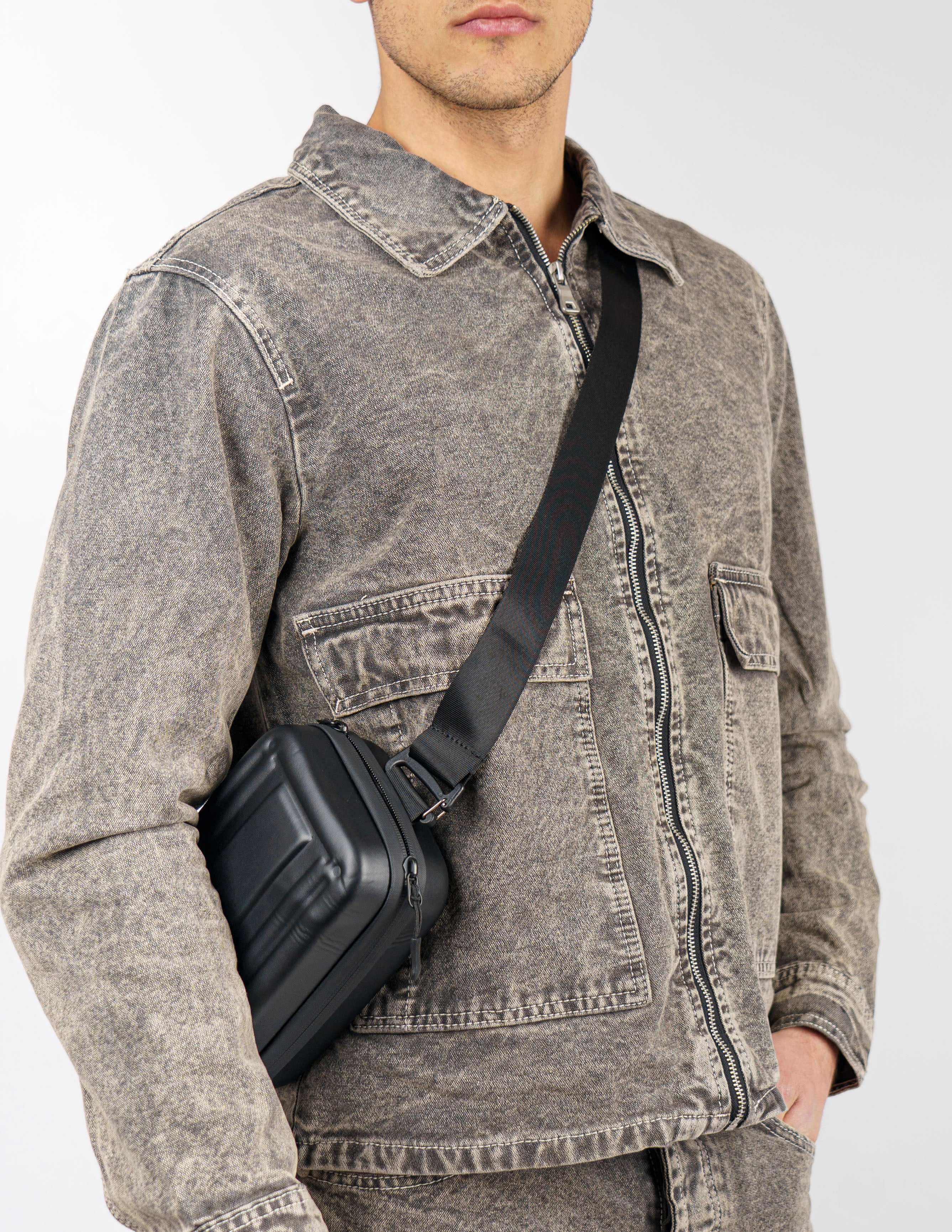 giubbino crop in denim