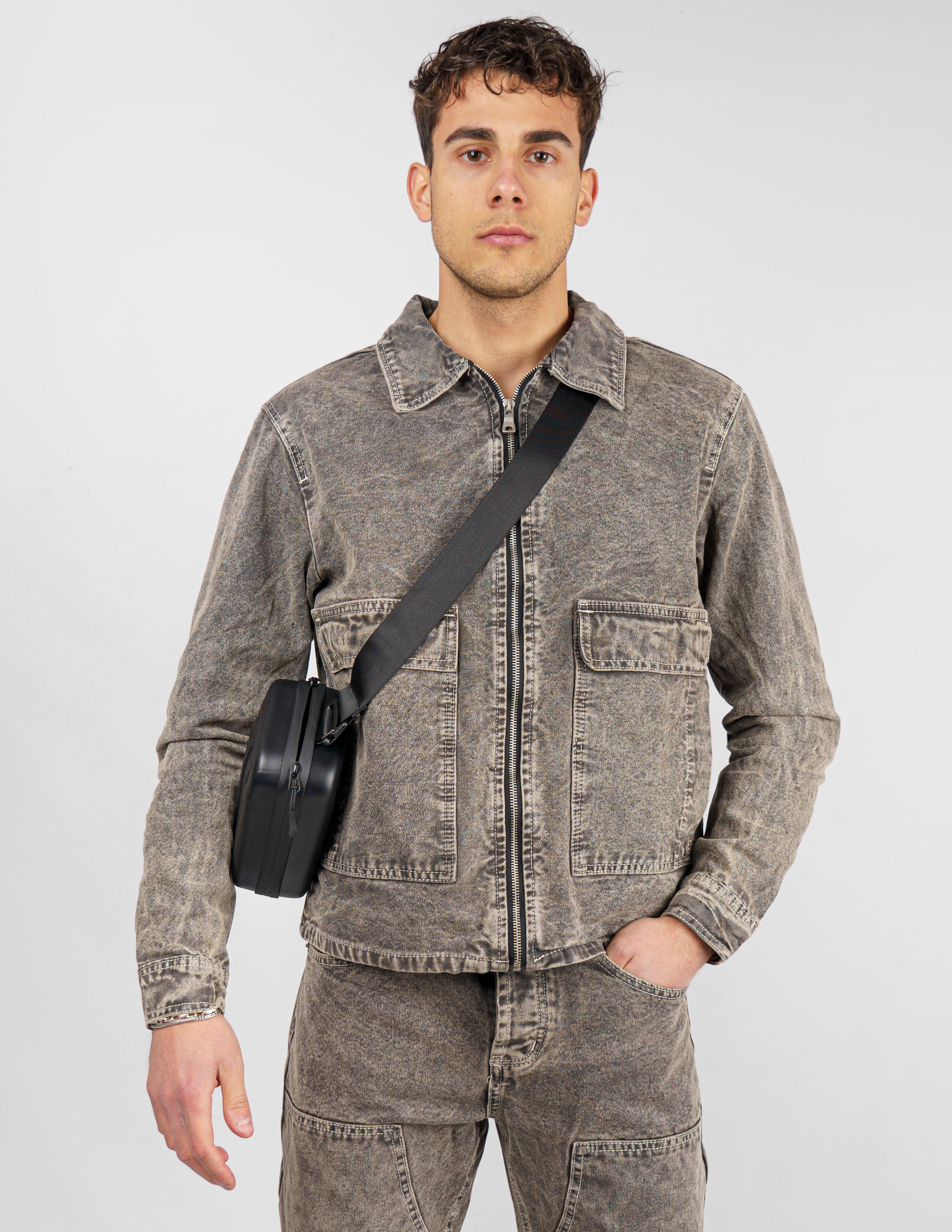 giubbino crop in denim
