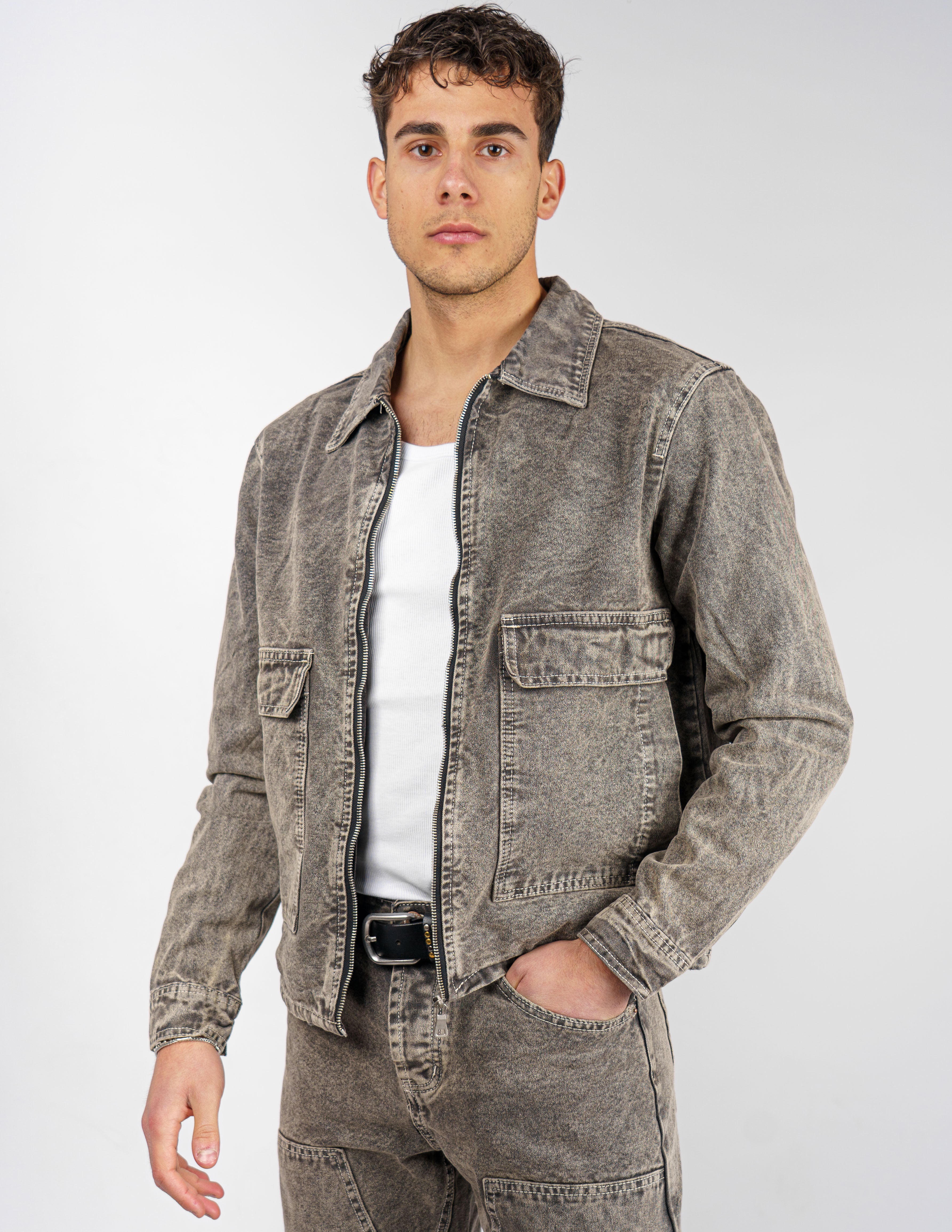 giubbino crop in denim