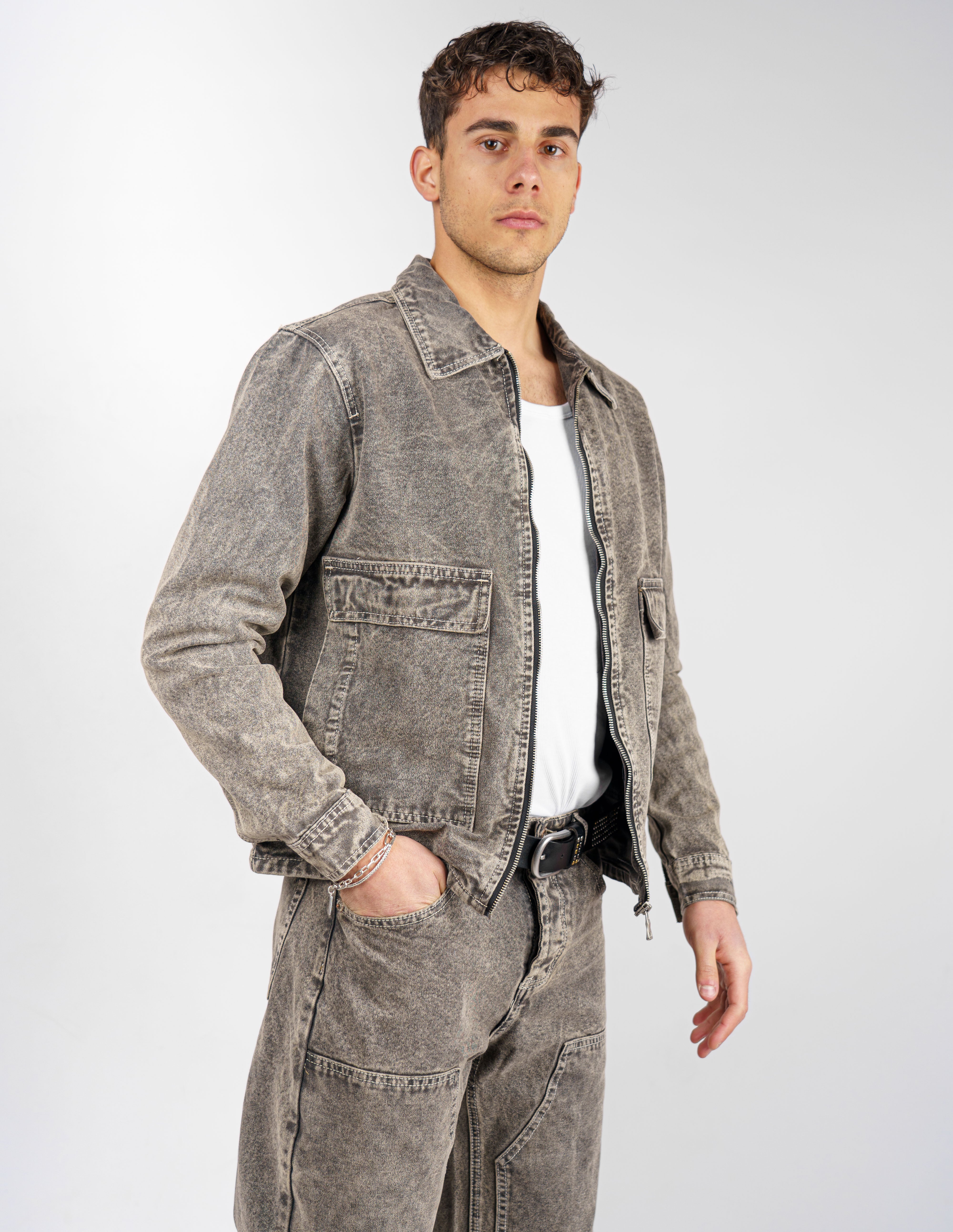 giubbino crop in denim