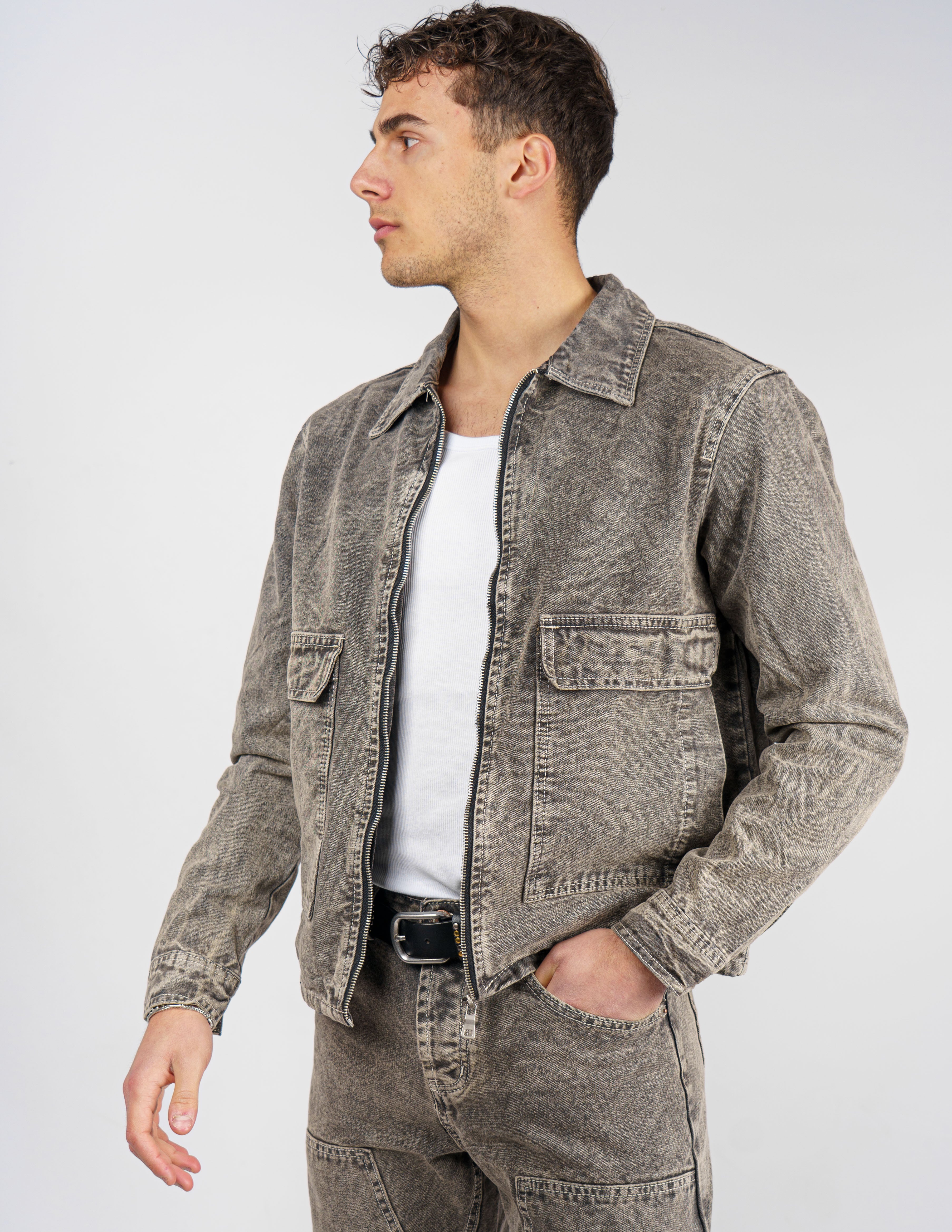 giubbino crop in denim