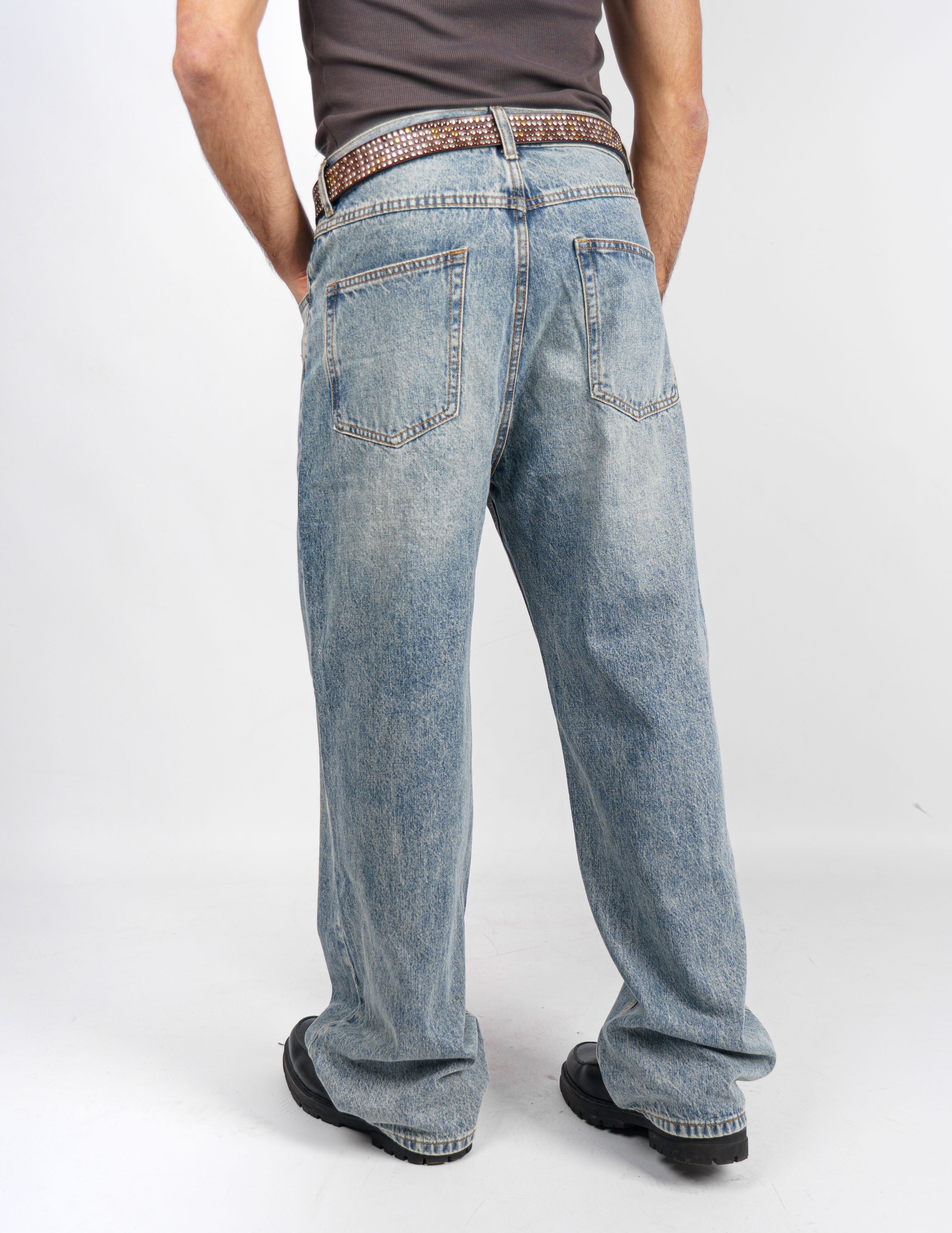 jeans baggy effetto sabbia