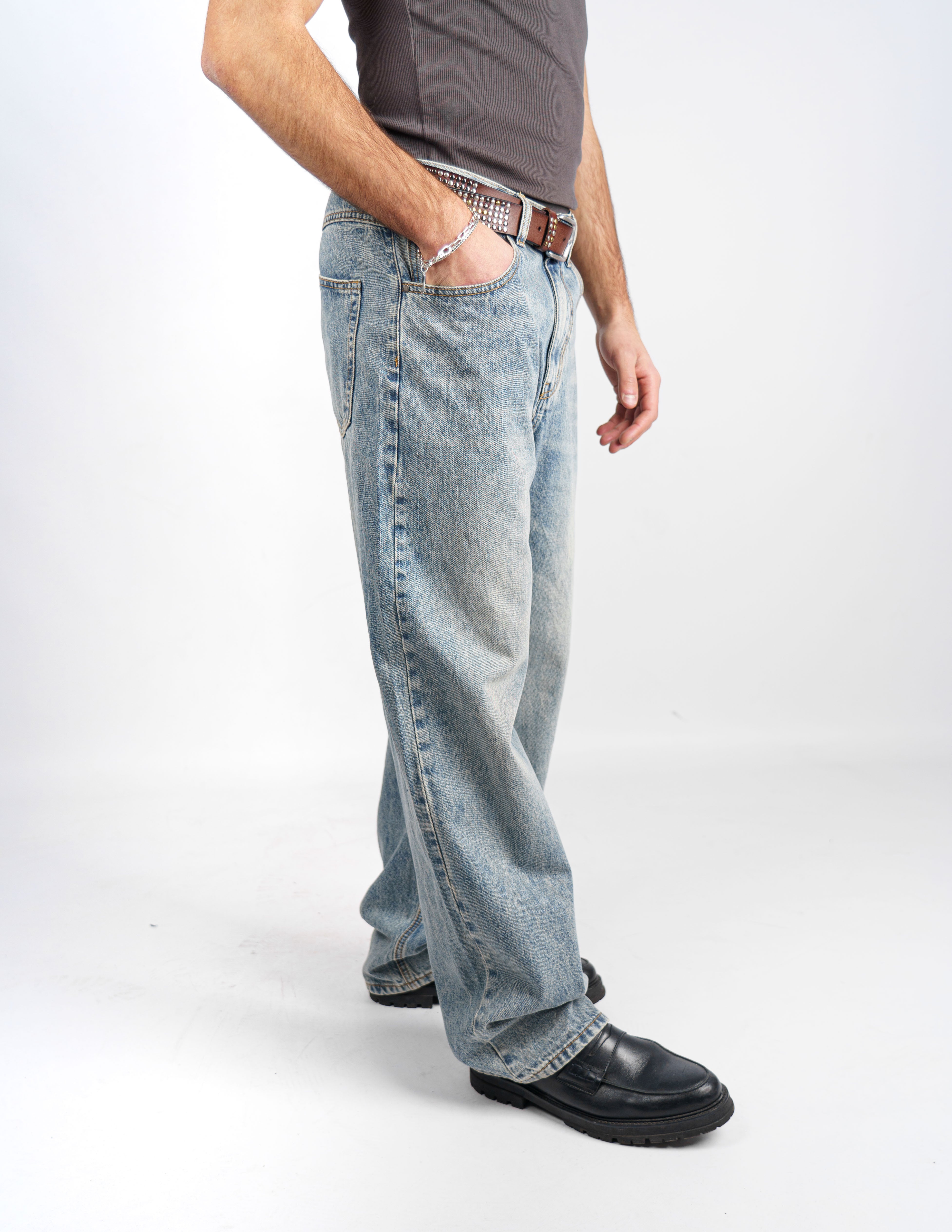 jeans baggy effetto sabbia