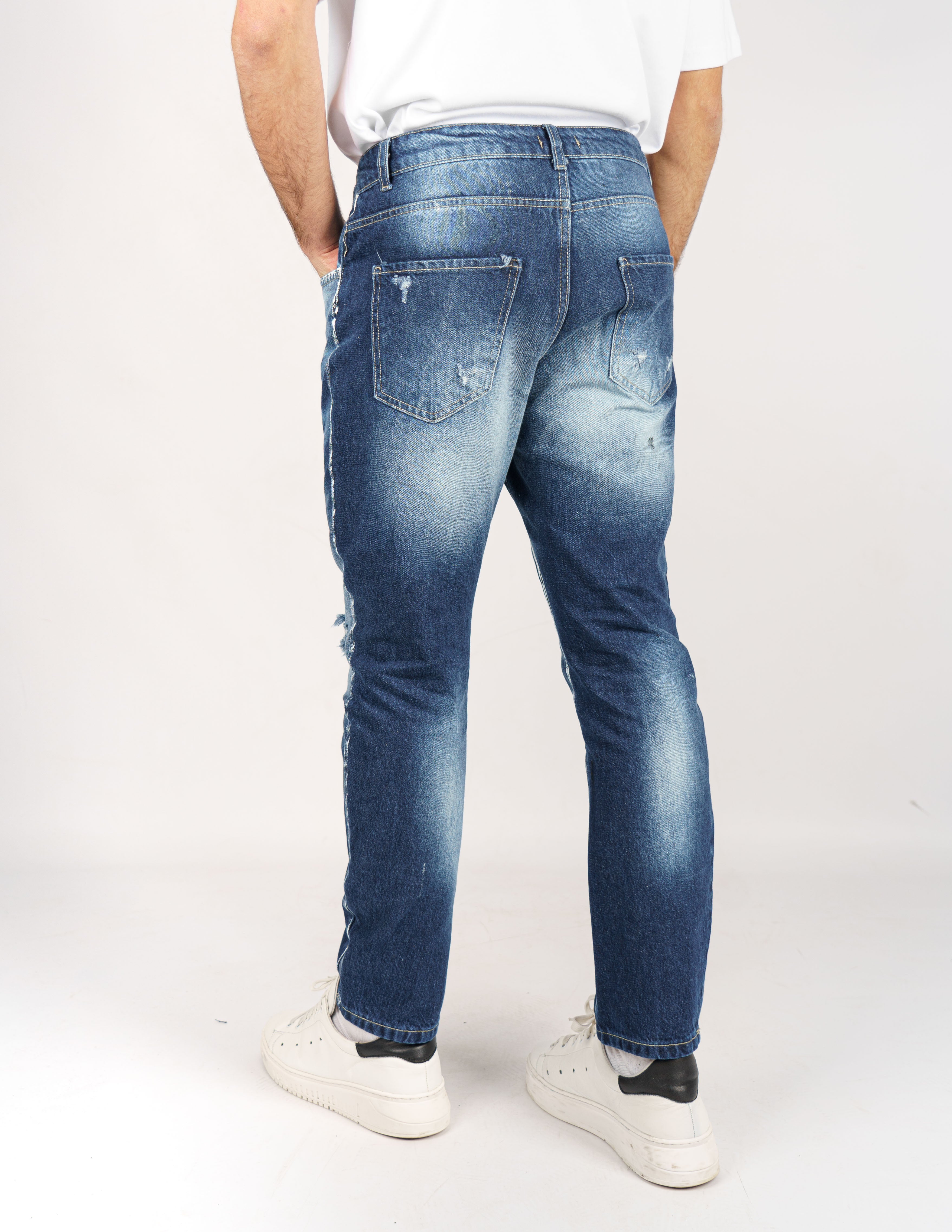 jeans denim cerniera e schizzi
